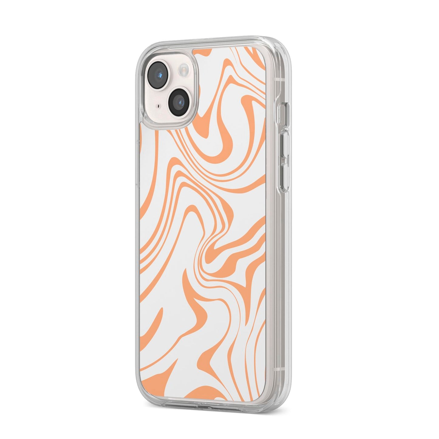 Retro Swirl iPhone 14 Plus Clear Tough Case Starlight Angled Image