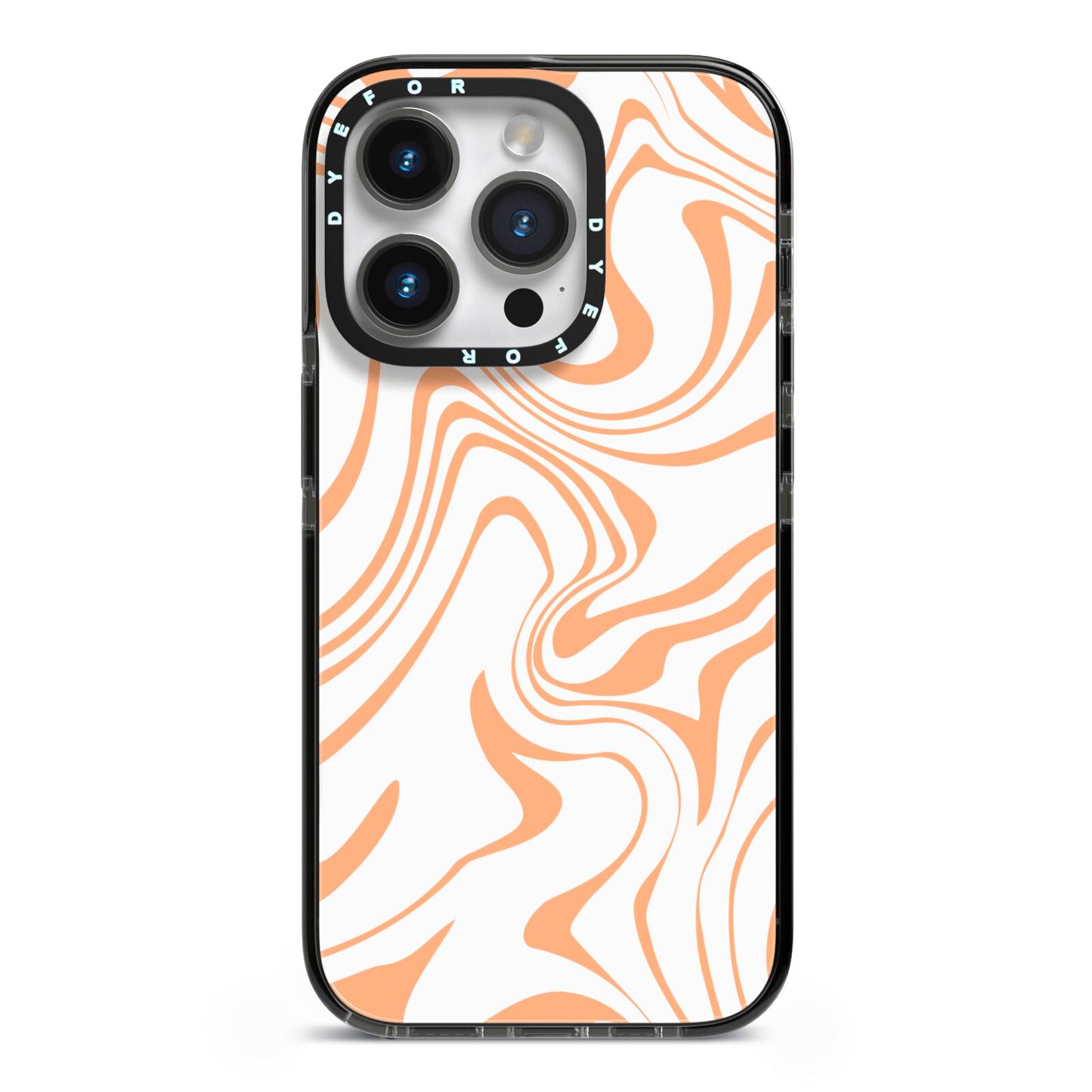 Retro Swirl iPhone 14 Pro Black Impact Case on Silver phone