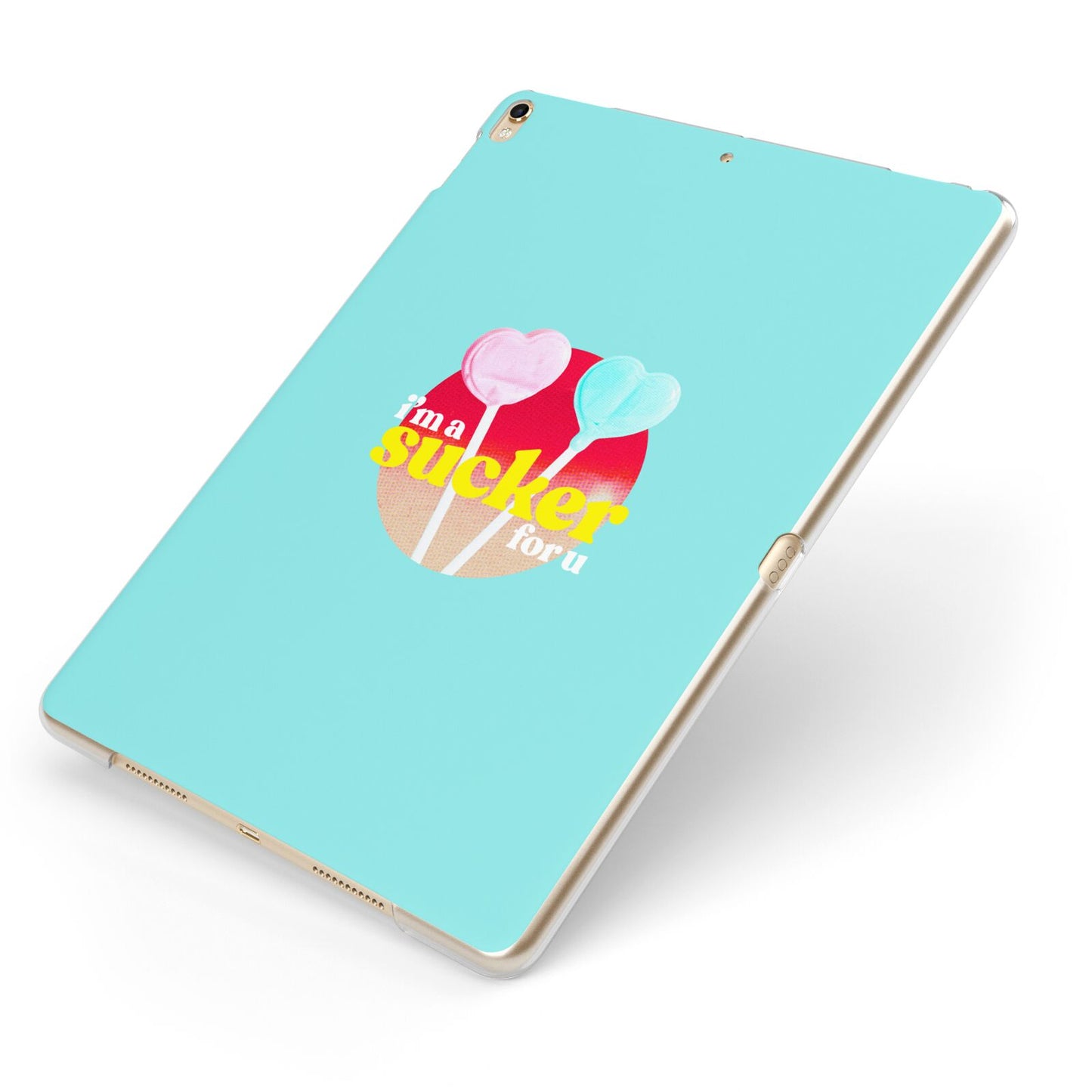 Retro Valentine Apple iPad Case on Gold iPad Side View