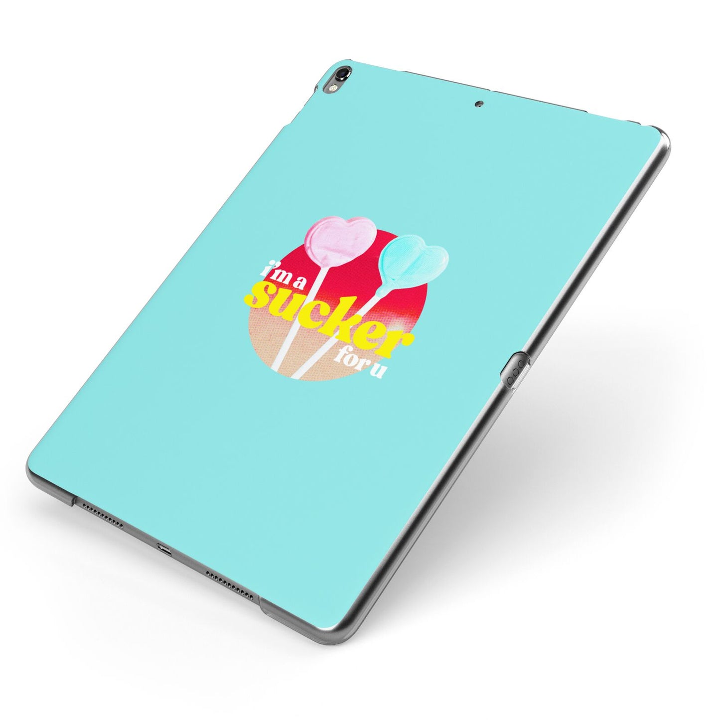 Retro Valentine Apple iPad Case on Grey iPad Side View