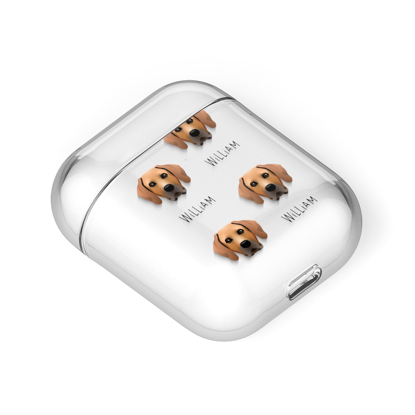 Rhodesian Ridgeback Icon with Name AirPods Case Laid Flat