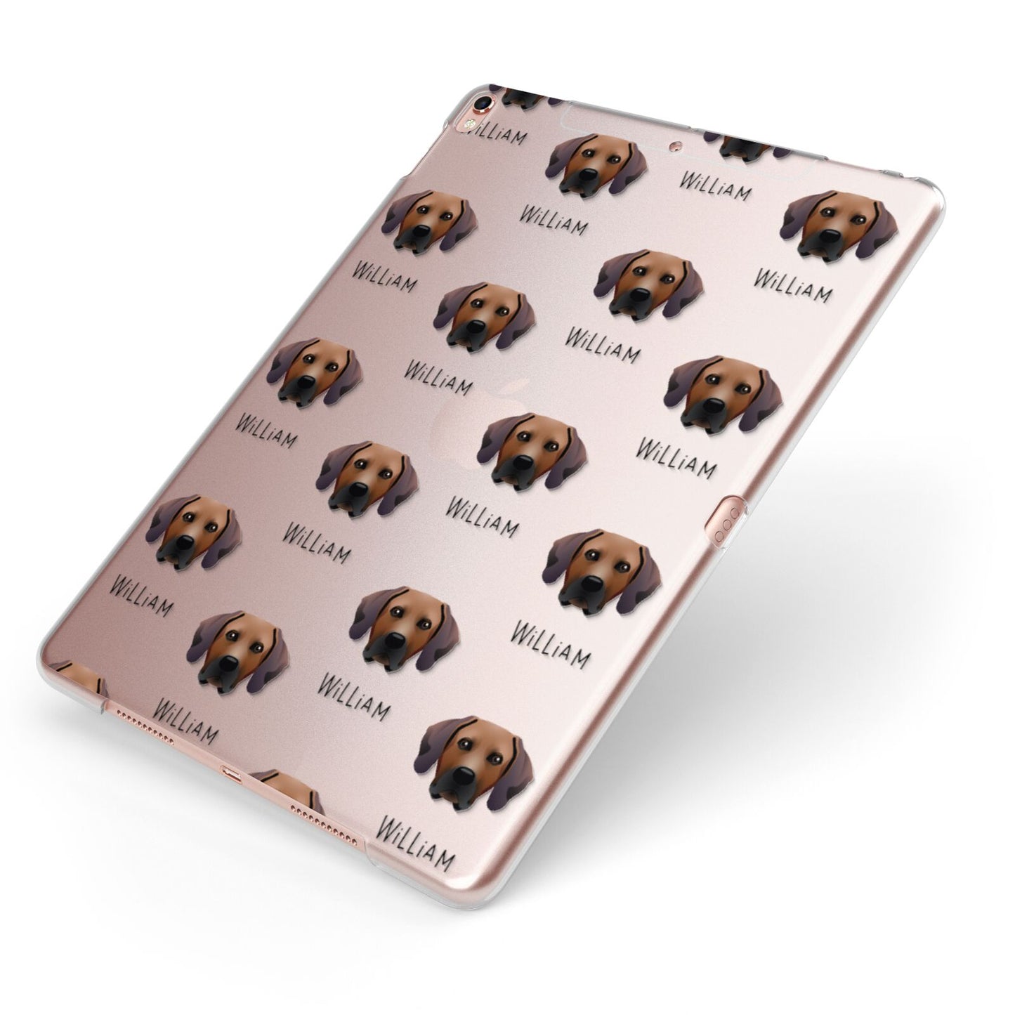 Rhodesian Ridgeback Icon with Name Apple iPad Case on Rose Gold iPad Side View