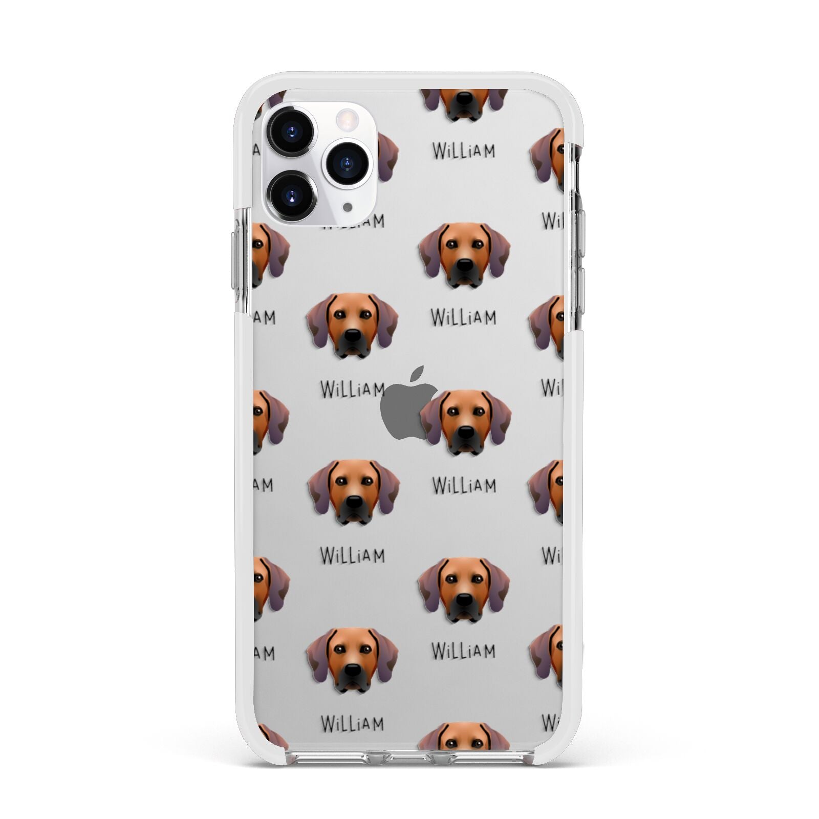 Rhodesian Ridgeback Icon with Name Apple iPhone 11 Pro Max in Silver with White Impact Case