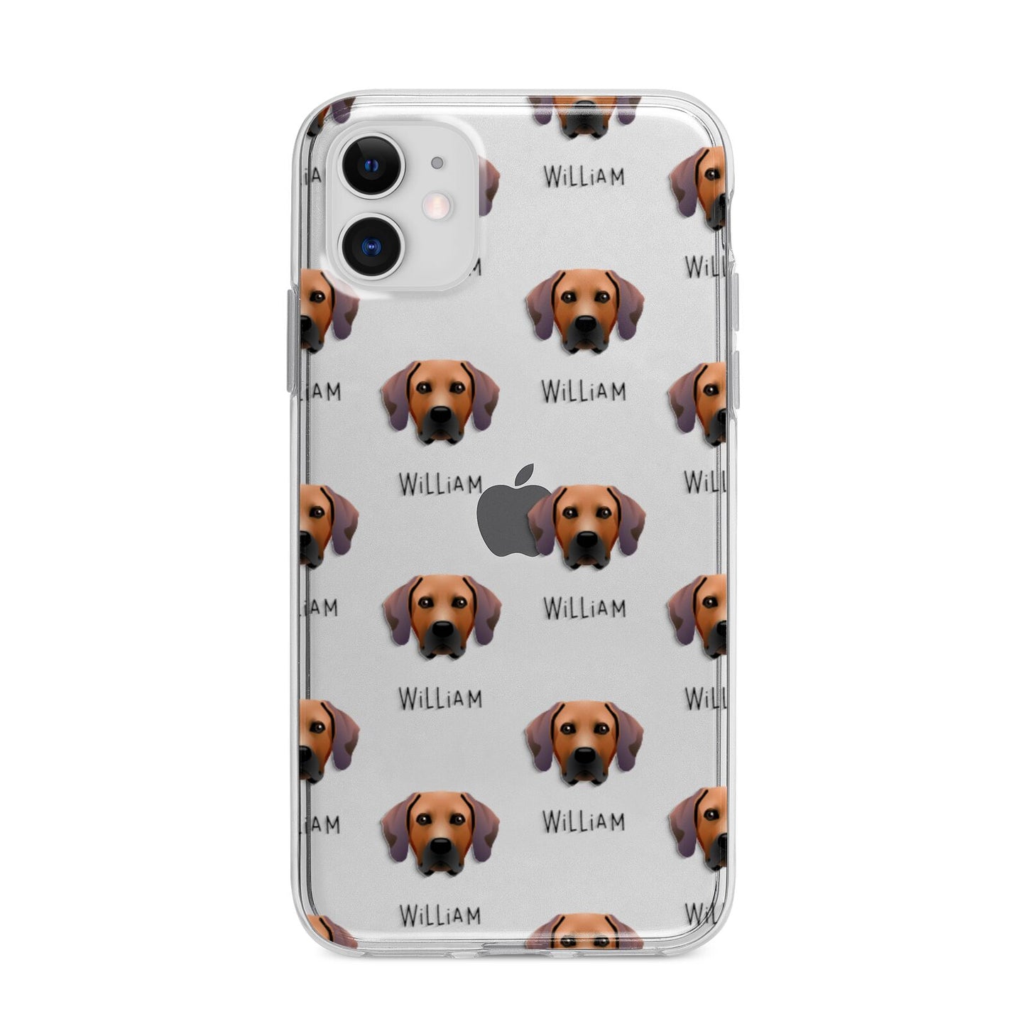 Rhodesian Ridgeback Icon with Name Apple iPhone 11 in White with Bumper Case