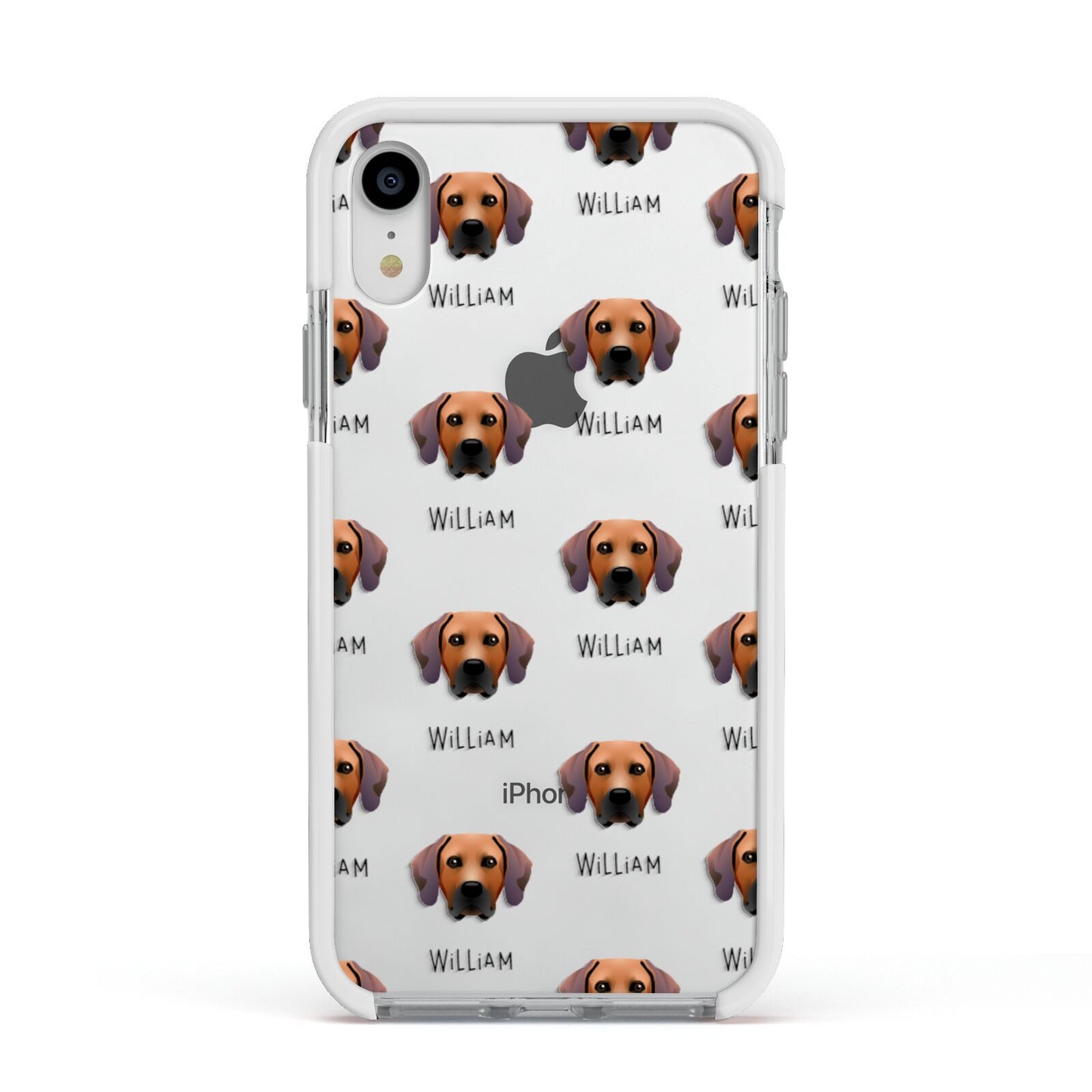 Rhodesian Ridgeback Icon with Name Apple iPhone XR Impact Case White Edge on Silver Phone
