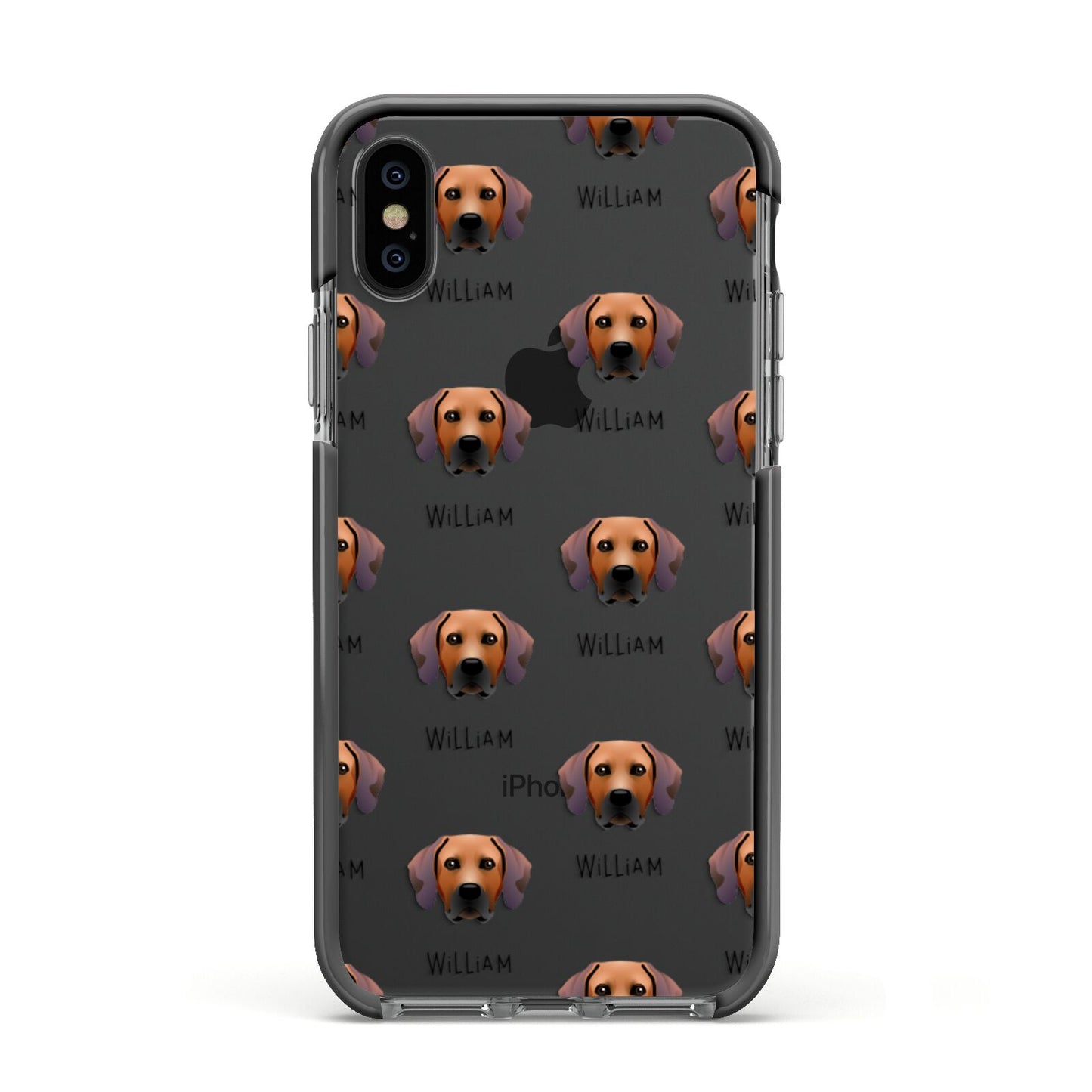 Rhodesian Ridgeback Icon with Name Apple iPhone Xs Impact Case Black Edge on Black Phone