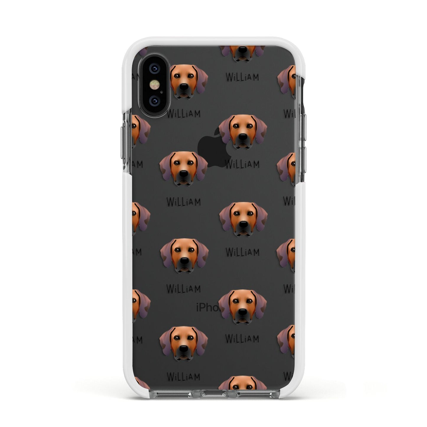 Rhodesian Ridgeback Icon with Name Apple iPhone Xs Impact Case White Edge on Black Phone