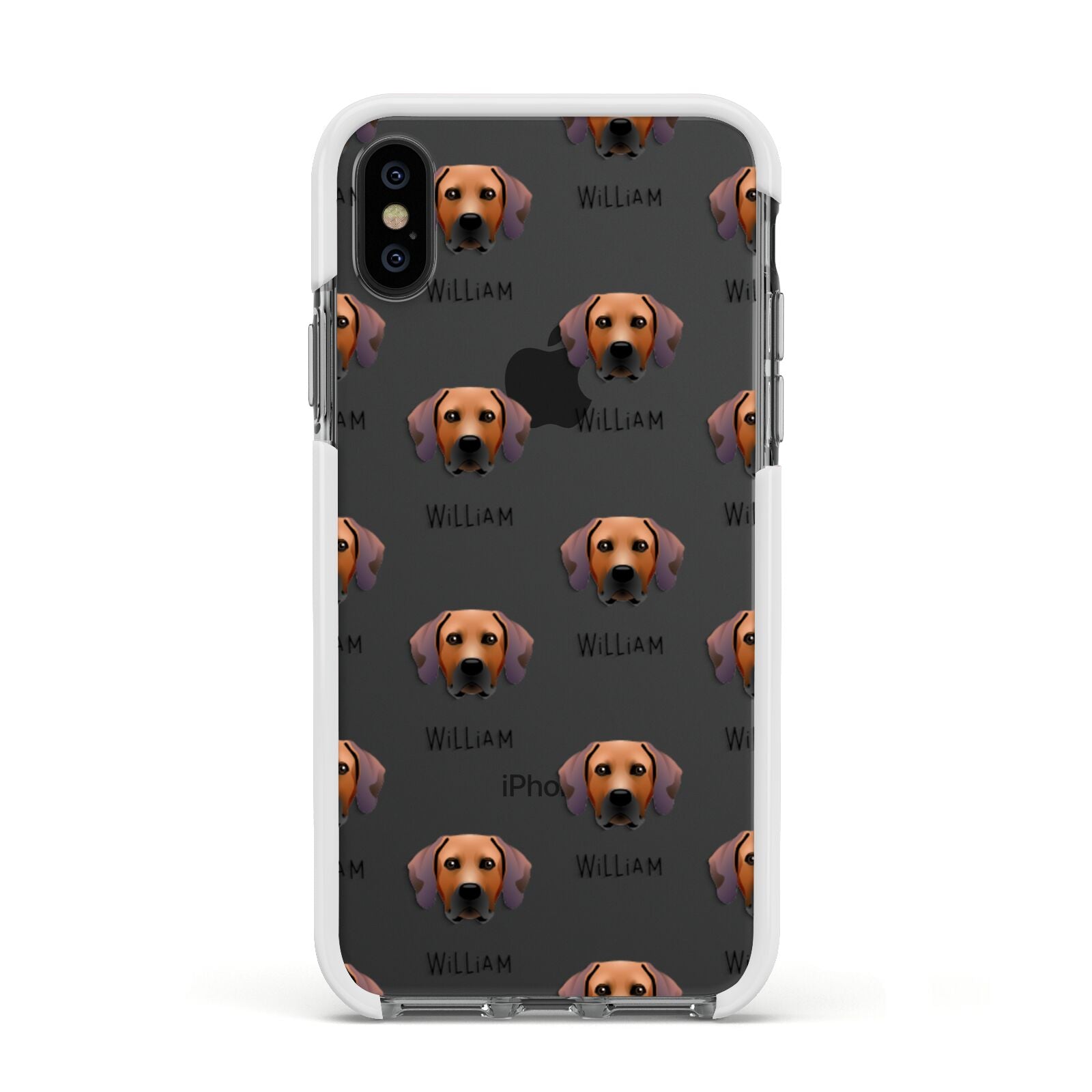 Rhodesian Ridgeback Icon with Name Apple iPhone Xs Impact Case White Edge on Black Phone