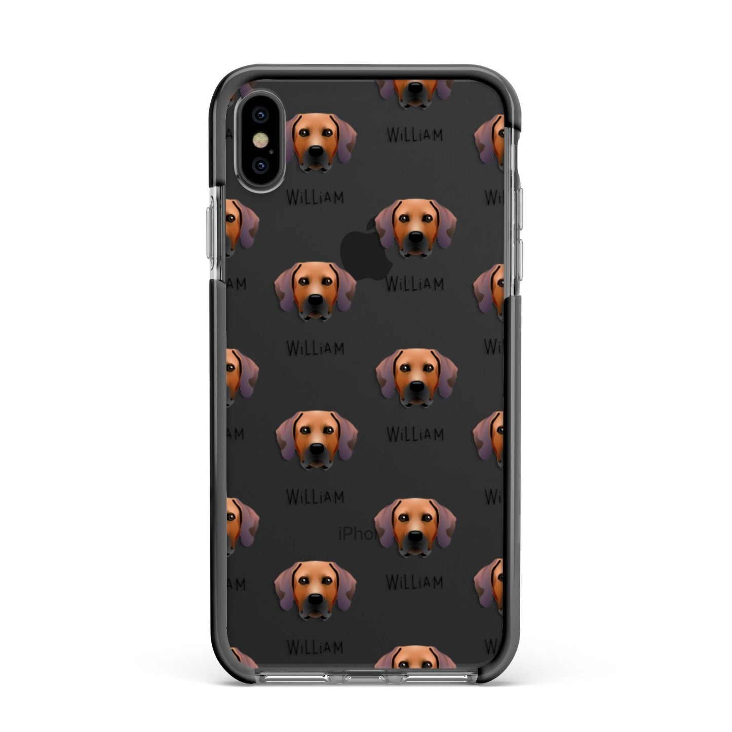 Rhodesian Ridgeback Icon with Name Apple iPhone Xs Max Impact Case Black Edge on Black Phone