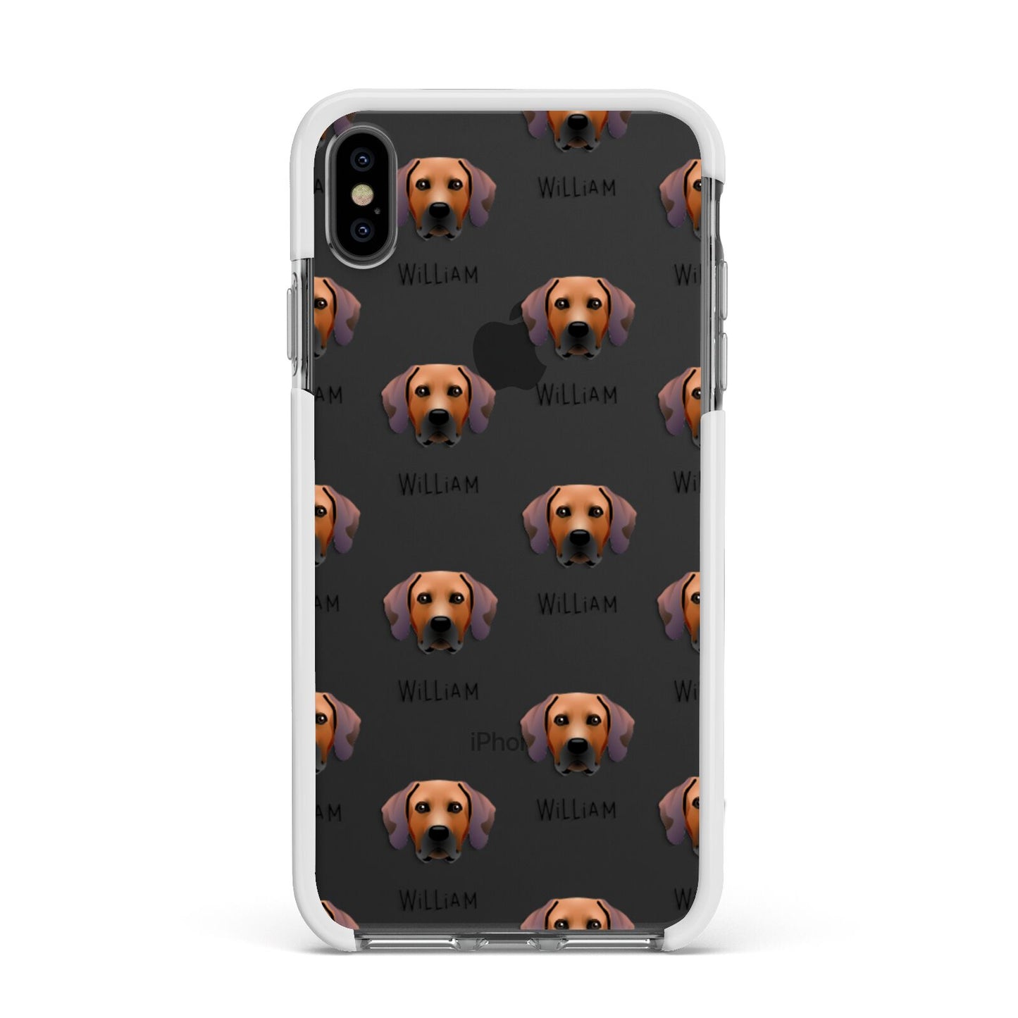 Rhodesian Ridgeback Icon with Name Apple iPhone Xs Max Impact Case White Edge on Black Phone