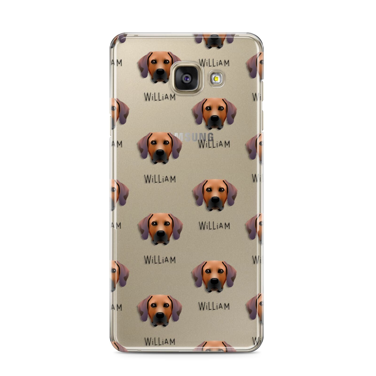 Rhodesian Ridgeback Icon with Name Samsung Galaxy A3 2016 Case on gold phone