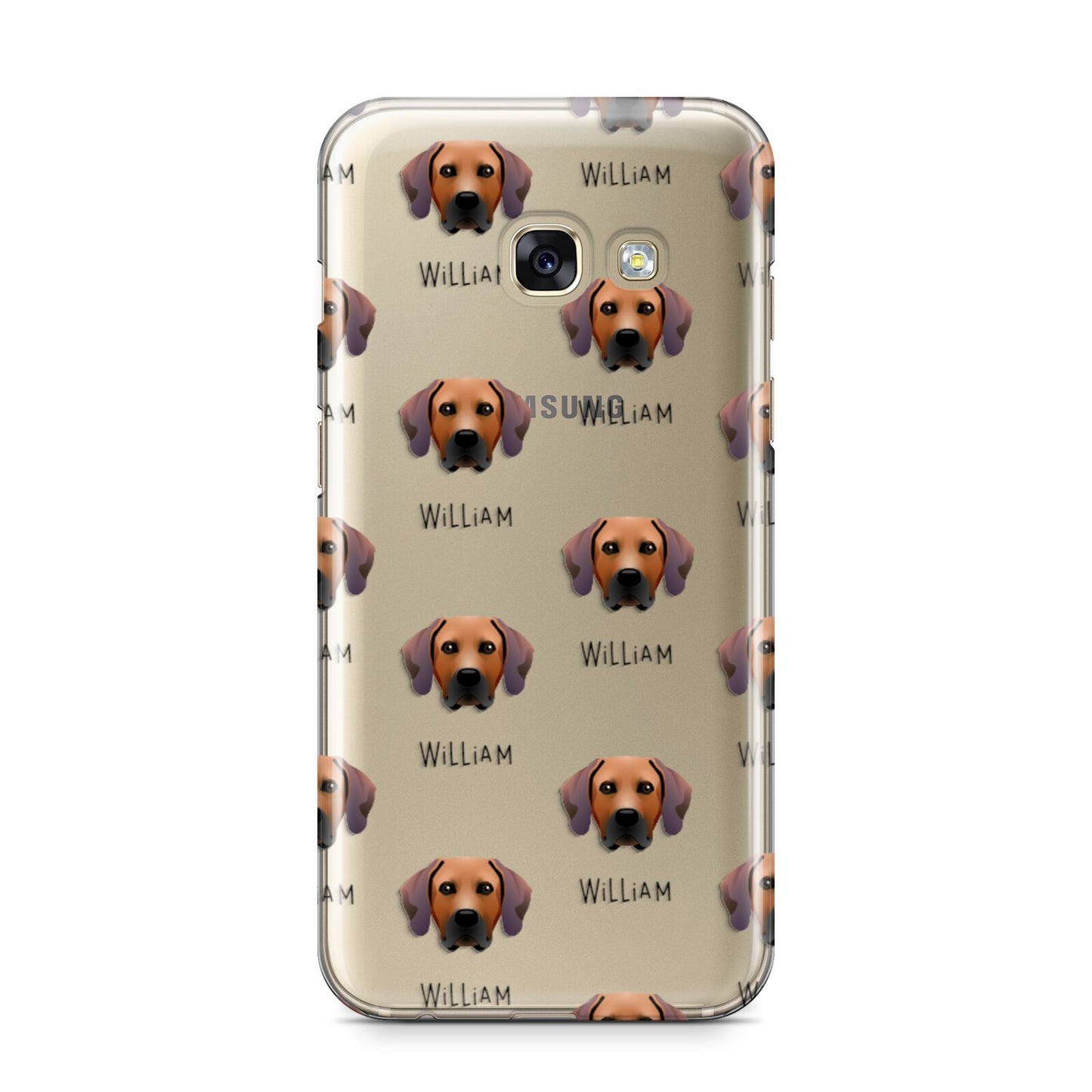 Rhodesian Ridgeback Icon with Name Samsung Galaxy A3 2017 Case on gold phone