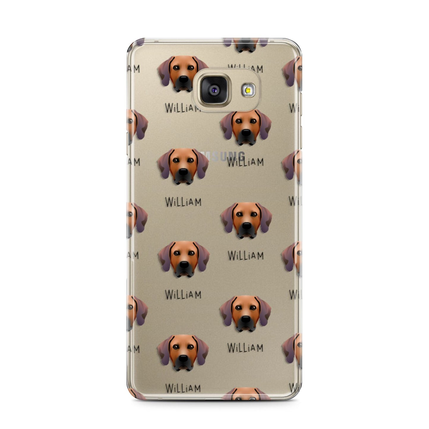 Rhodesian Ridgeback Icon with Name Samsung Galaxy A7 2016 Case on gold phone