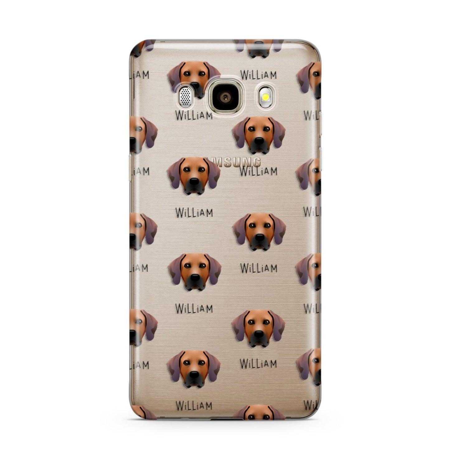 Rhodesian Ridgeback Icon with Name Samsung Galaxy J7 2016 Case on gold phone