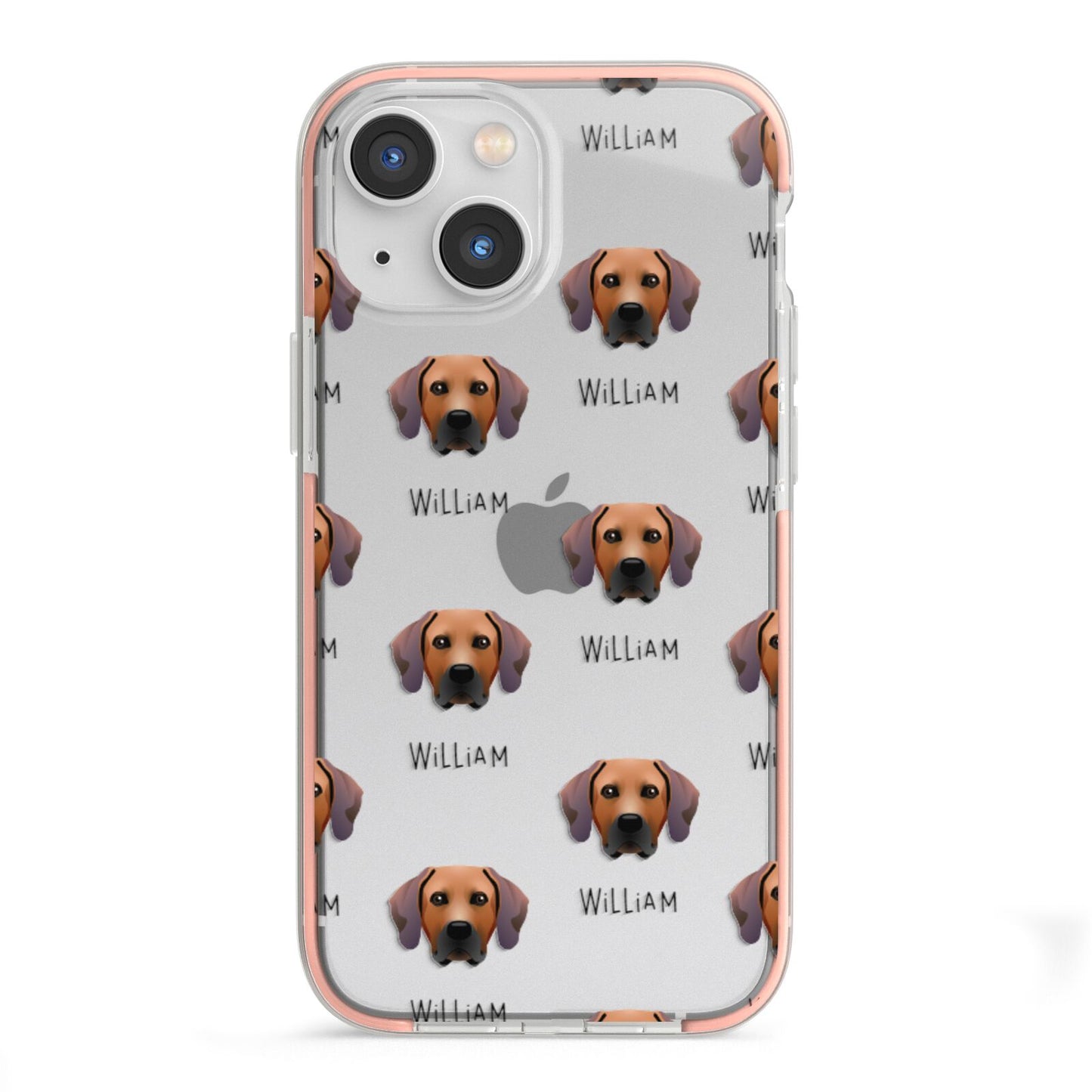 Rhodesian Ridgeback Icon with Name iPhone 13 Mini TPU Impact Case with Pink Edges