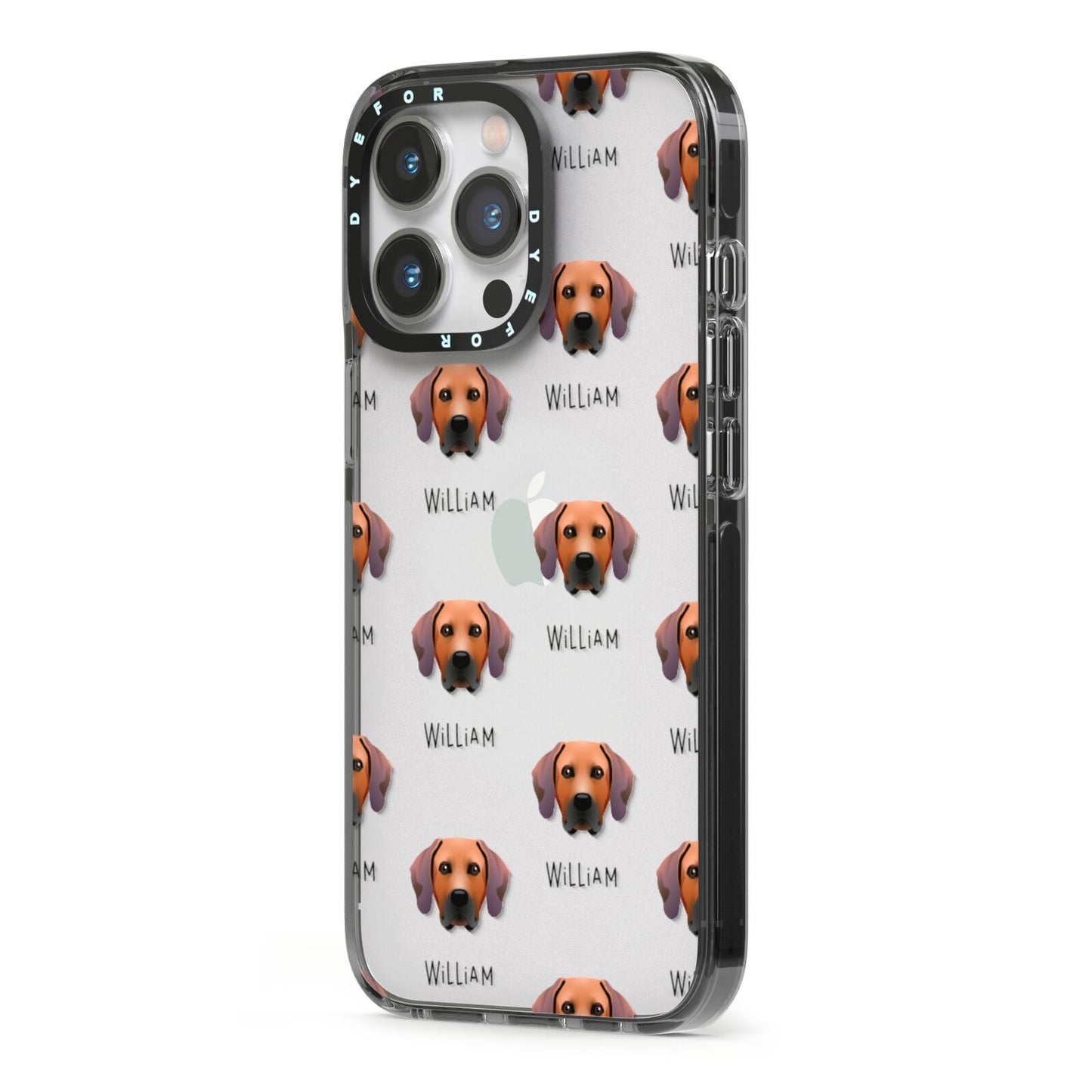 Rhodesian Ridgeback Icon with Name iPhone 13 Pro Black Impact Case Side Angle on Silver phone