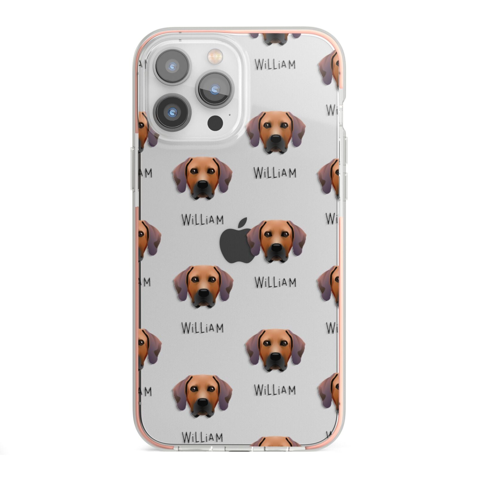 Rhodesian Ridgeback Icon with Name iPhone 13 Pro Max TPU Impact Case with Pink Edges