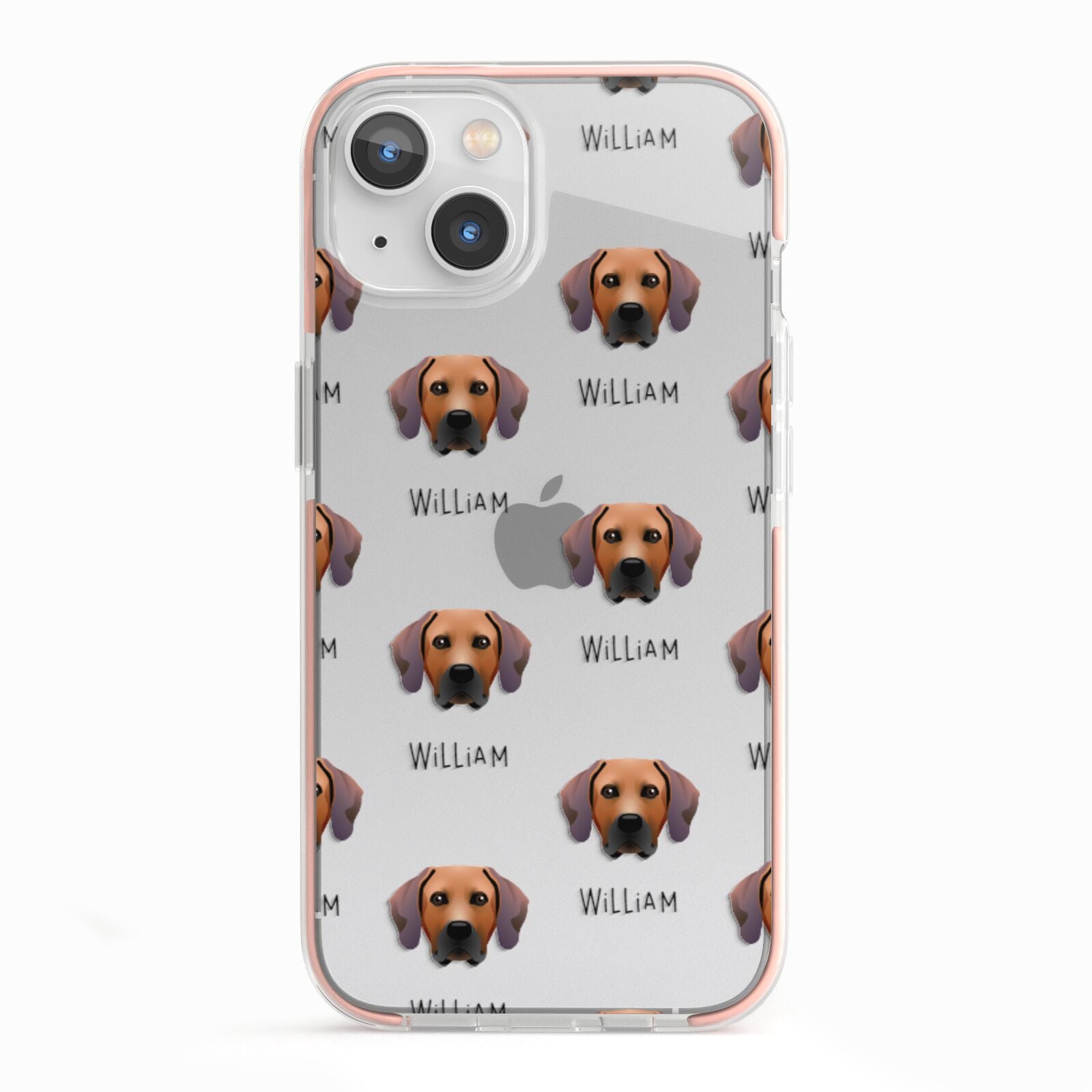 Rhodesian Ridgeback Icon with Name iPhone 13 TPU Impact Case with Pink Edges