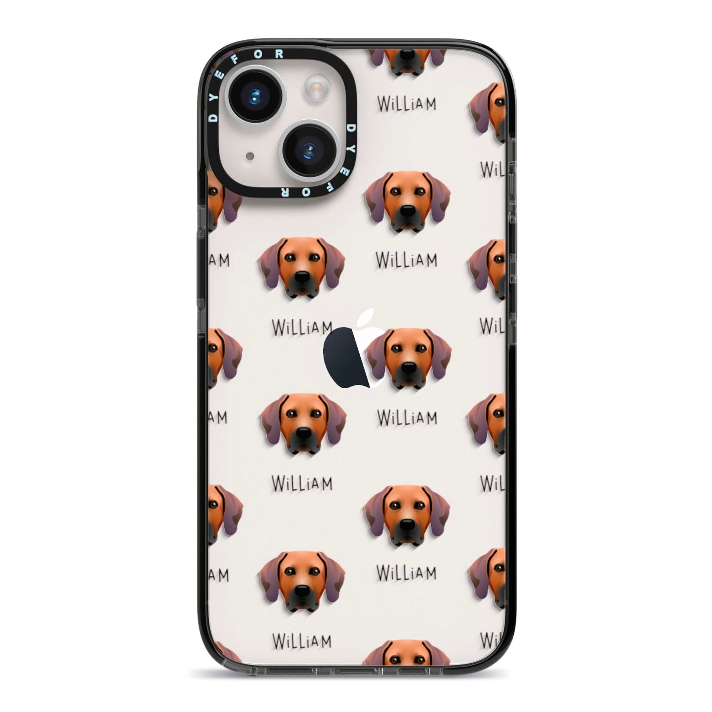 Rhodesian Ridgeback Icon with Name iPhone 14 Black Impact Case on Silver phone