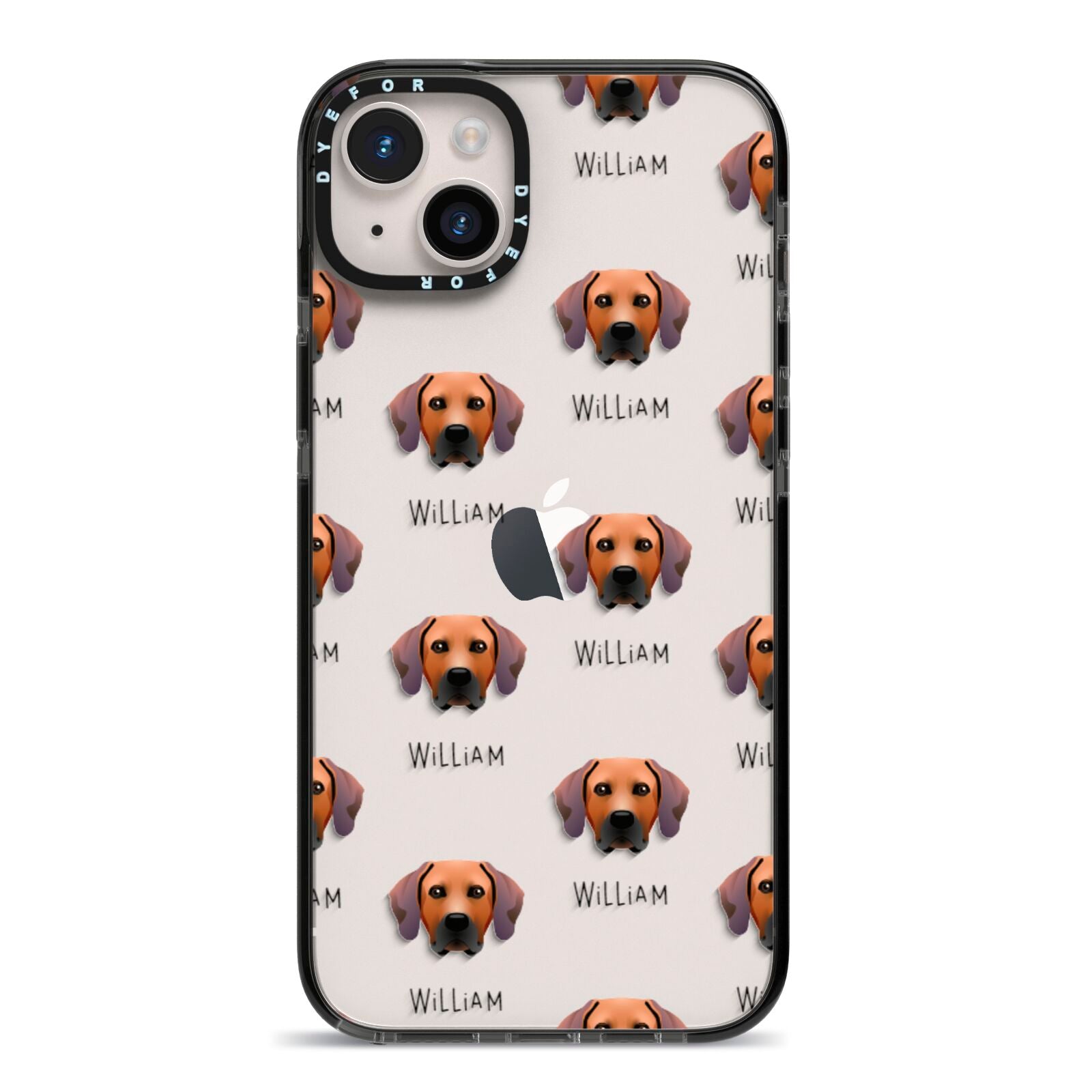 Rhodesian Ridgeback Icon with Name iPhone 14 Plus Black Impact Case on Silver phone