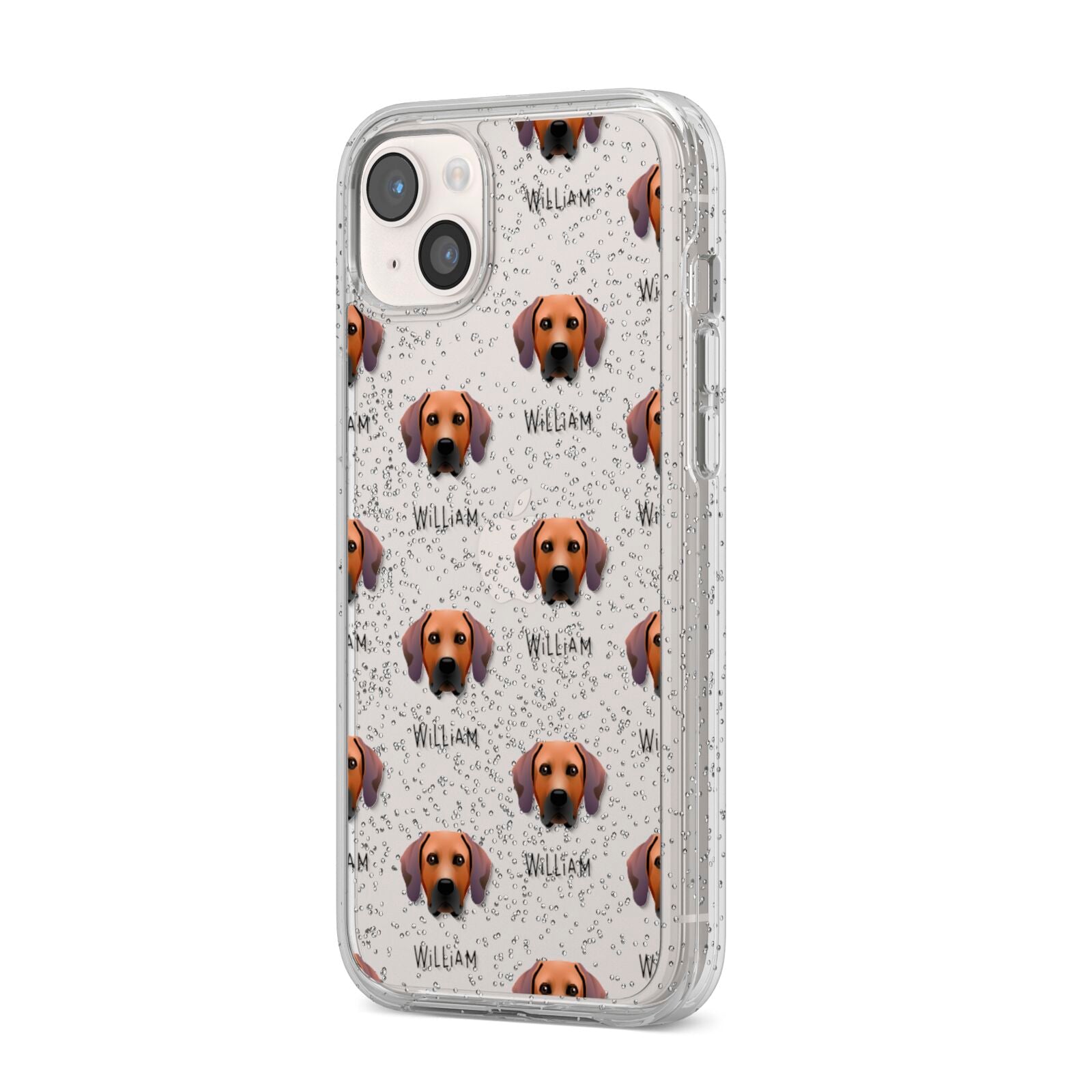 Rhodesian Ridgeback Icon with Name iPhone 14 Plus Glitter Tough Case Starlight Angled Image