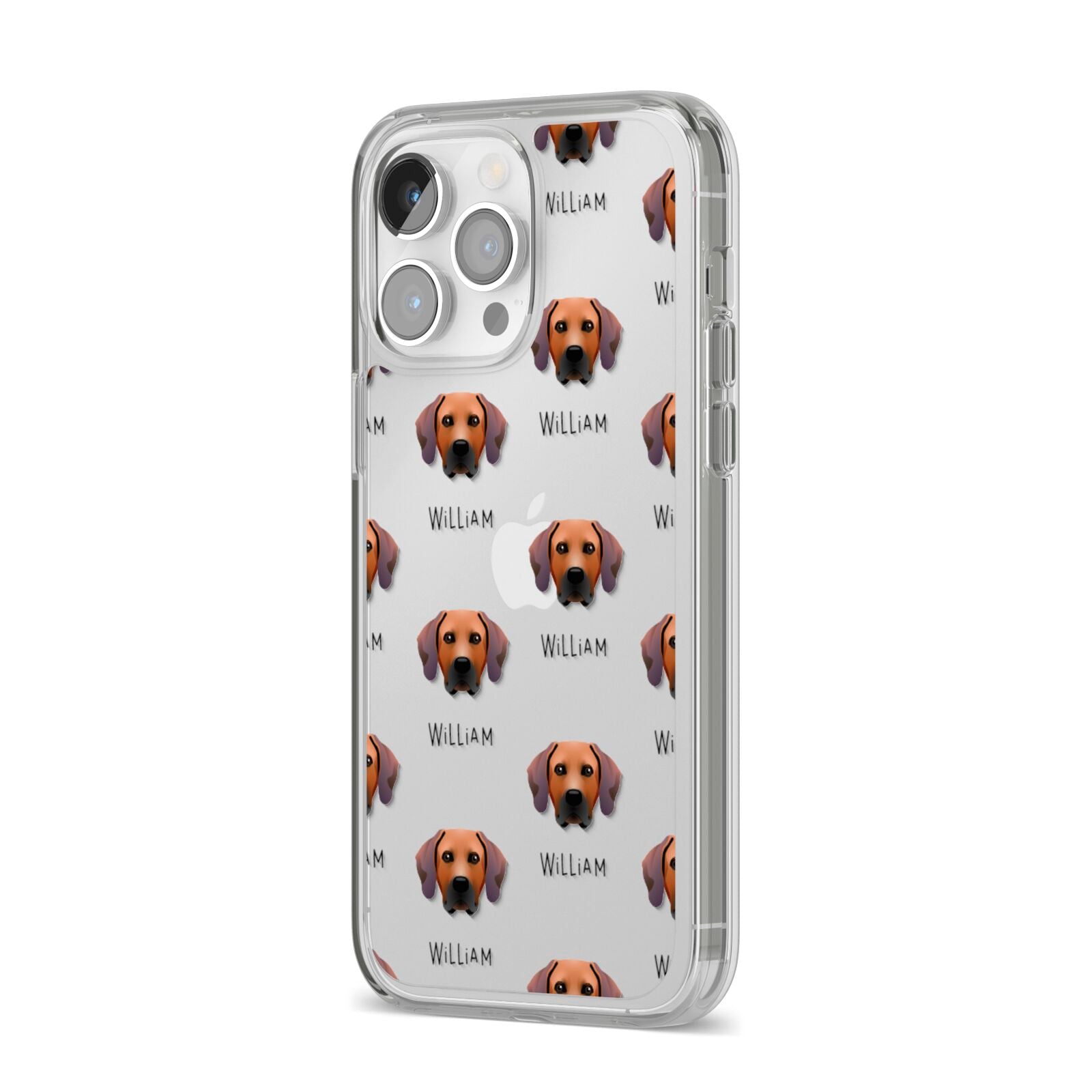Rhodesian Ridgeback Icon with Name iPhone 14 Pro Max Clear Tough Case Silver Angled Image