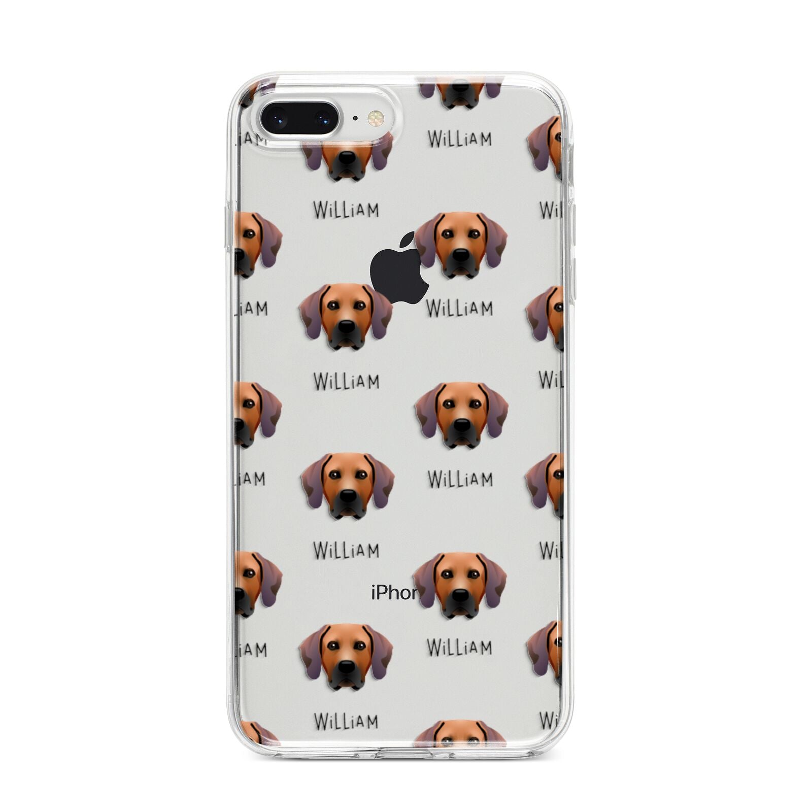 Rhodesian Ridgeback Icon with Name iPhone 8 Plus Bumper Case on Silver iPhone