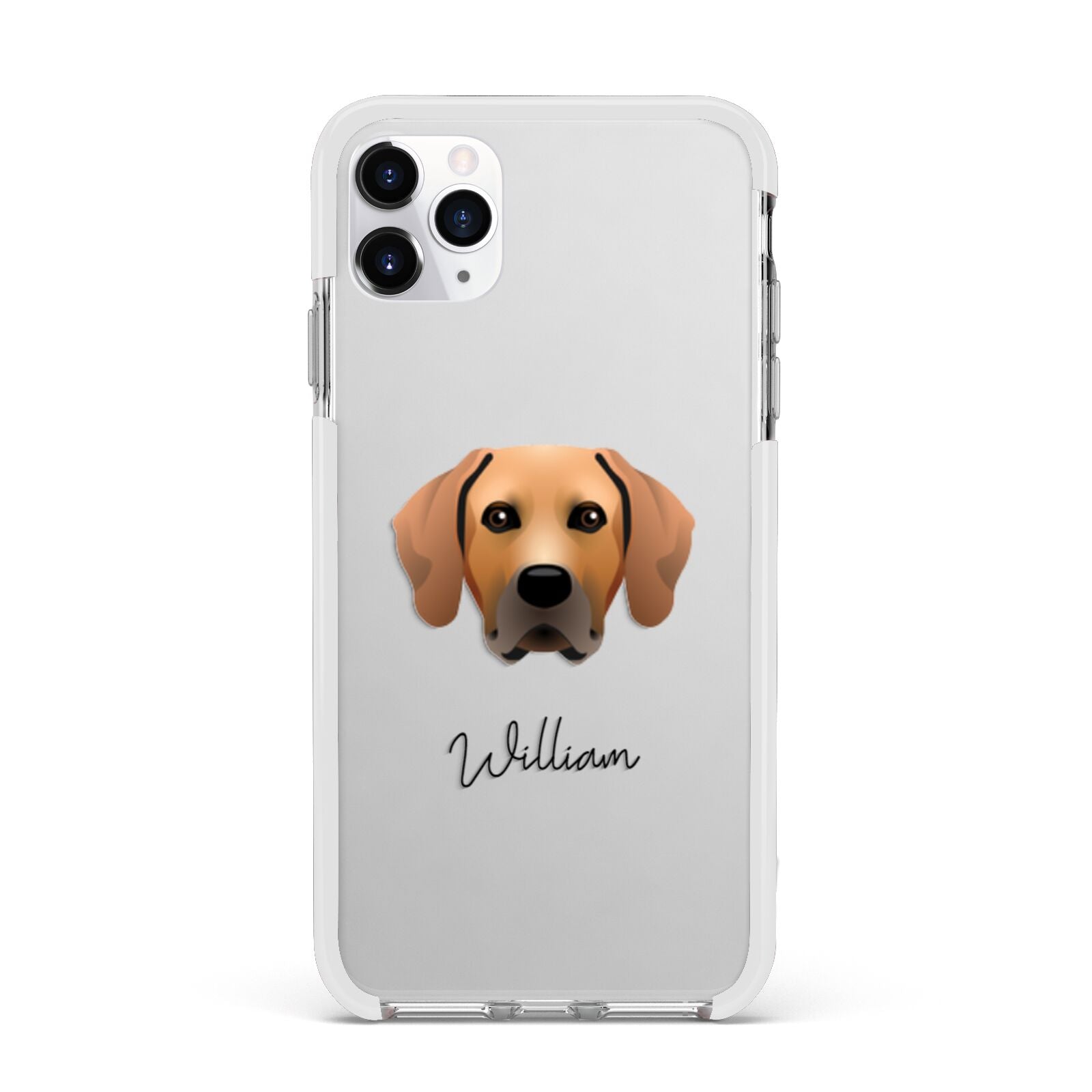 Rhodesian Ridgeback Personalised Apple iPhone 11 Pro Max in Silver with White Impact Case
