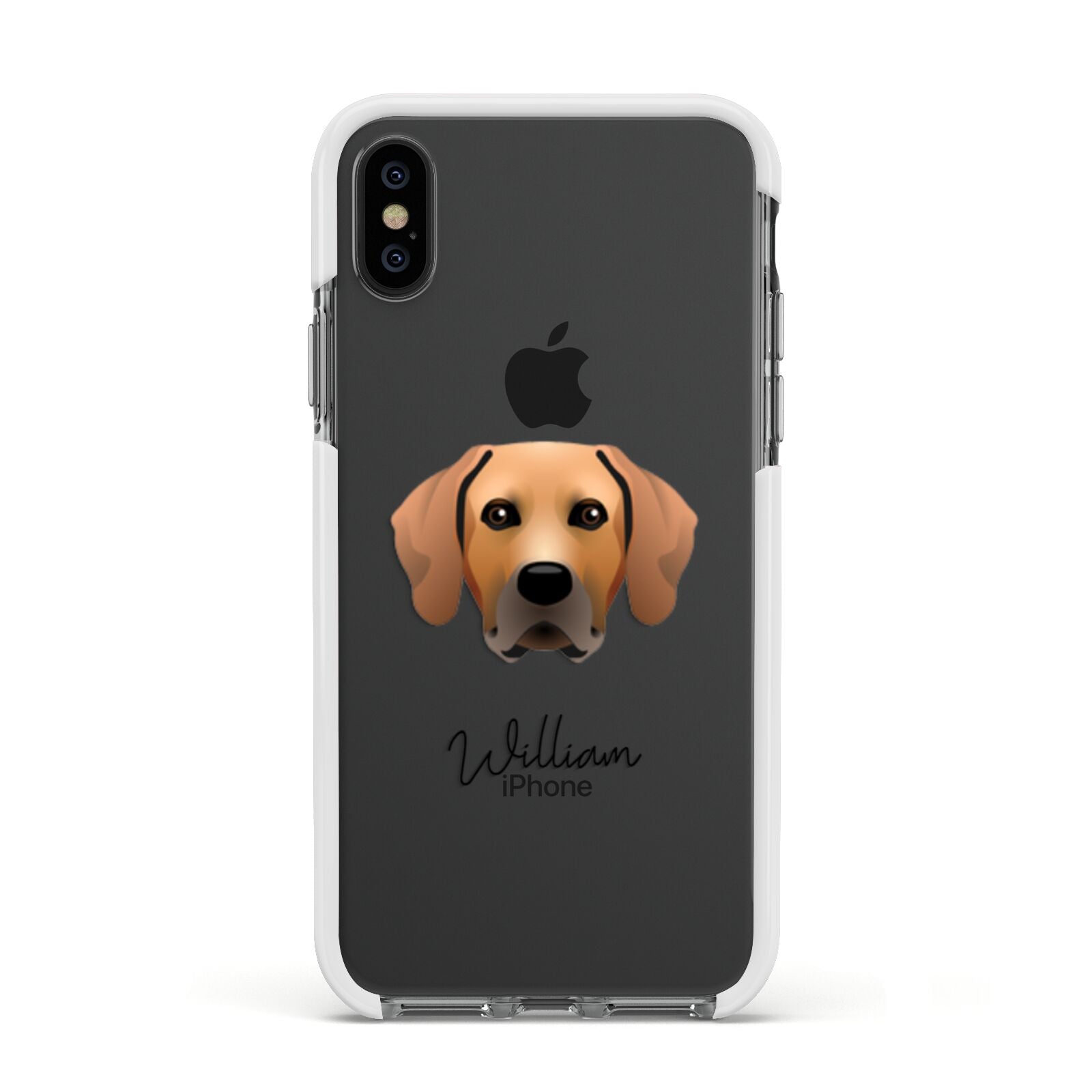 Rhodesian Ridgeback Personalised Apple iPhone Xs Impact Case White Edge on Black Phone