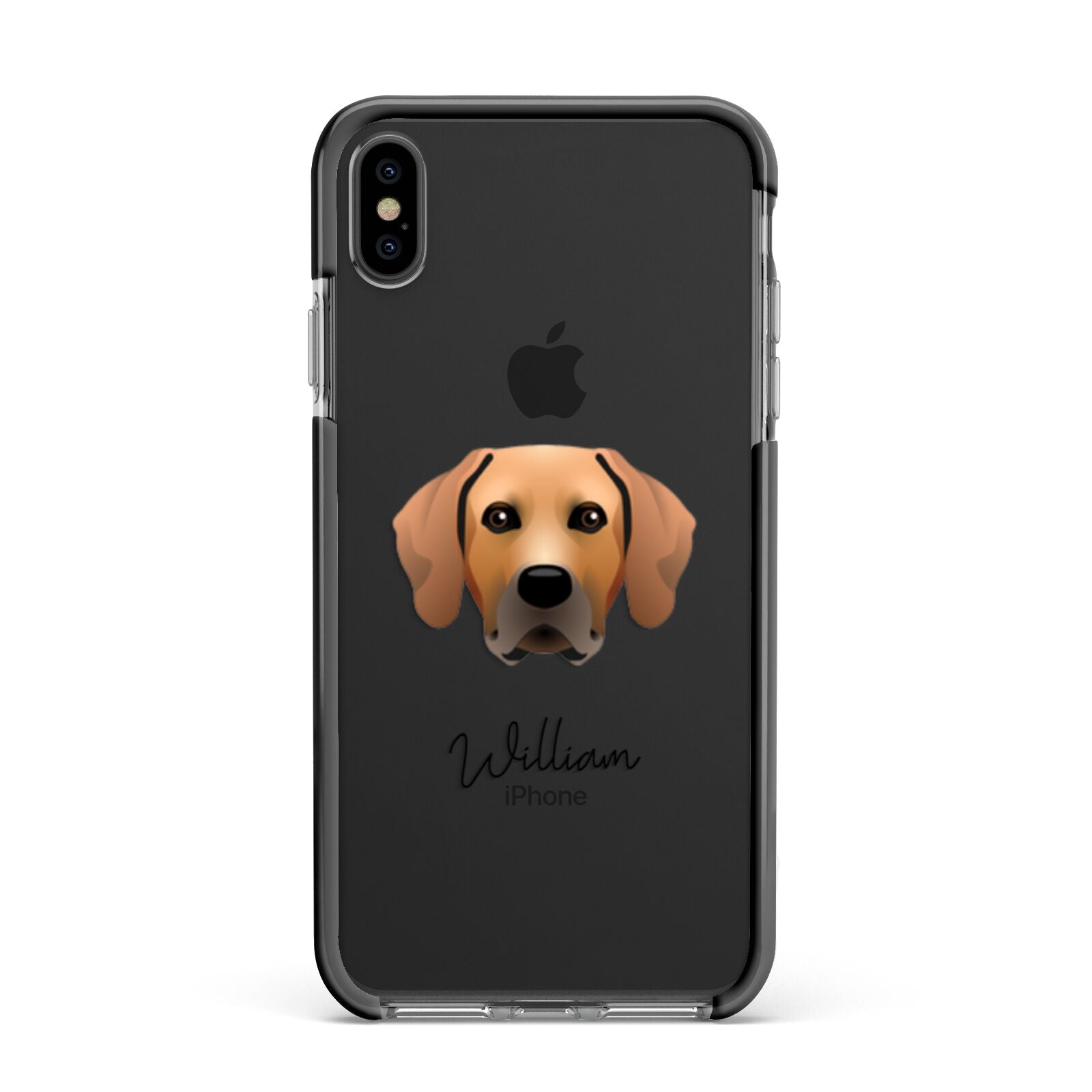 Rhodesian Ridgeback Personalised Apple iPhone Xs Max Impact Case Black Edge on Black Phone