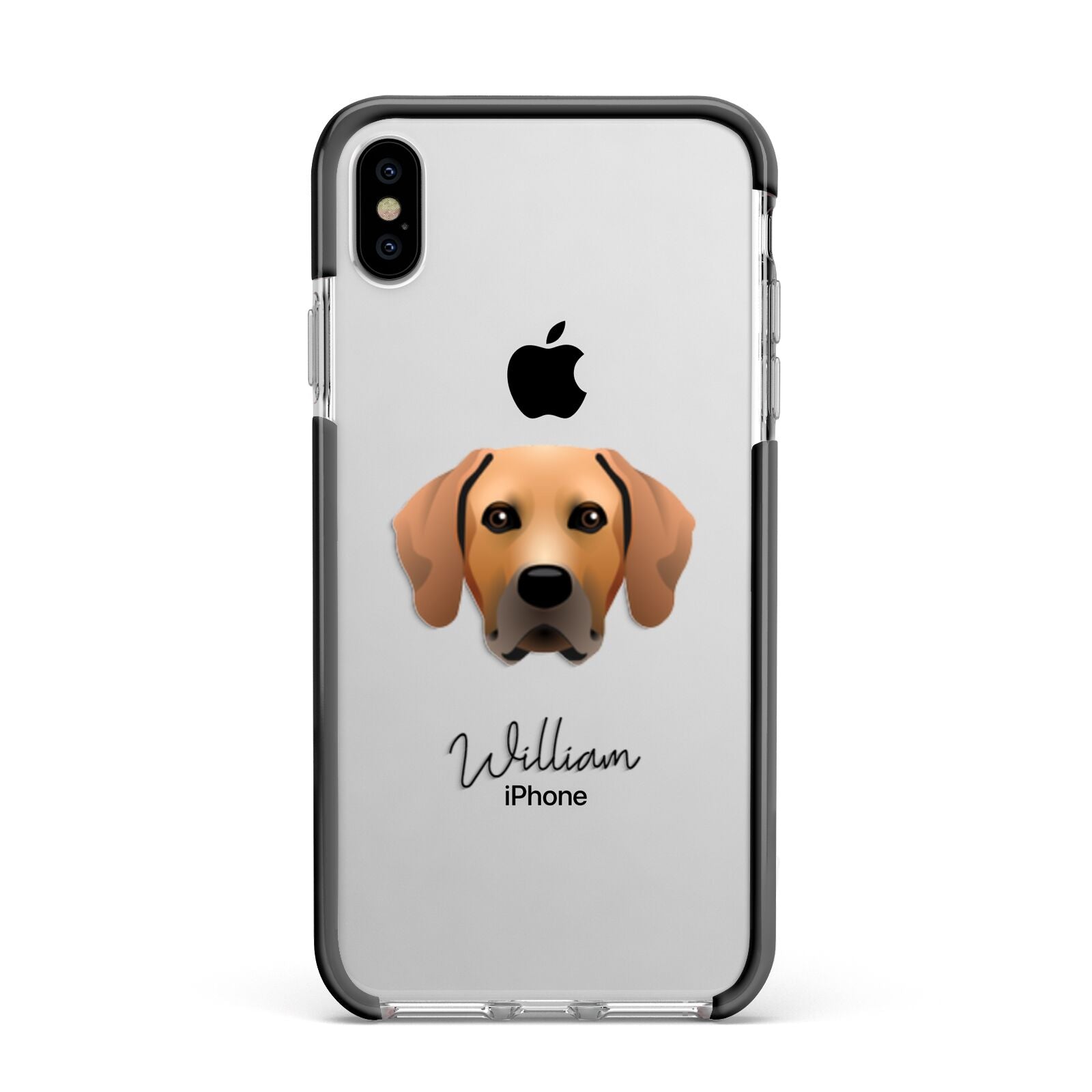 Rhodesian Ridgeback Personalised Apple iPhone Xs Max Impact Case Black Edge on Silver Phone