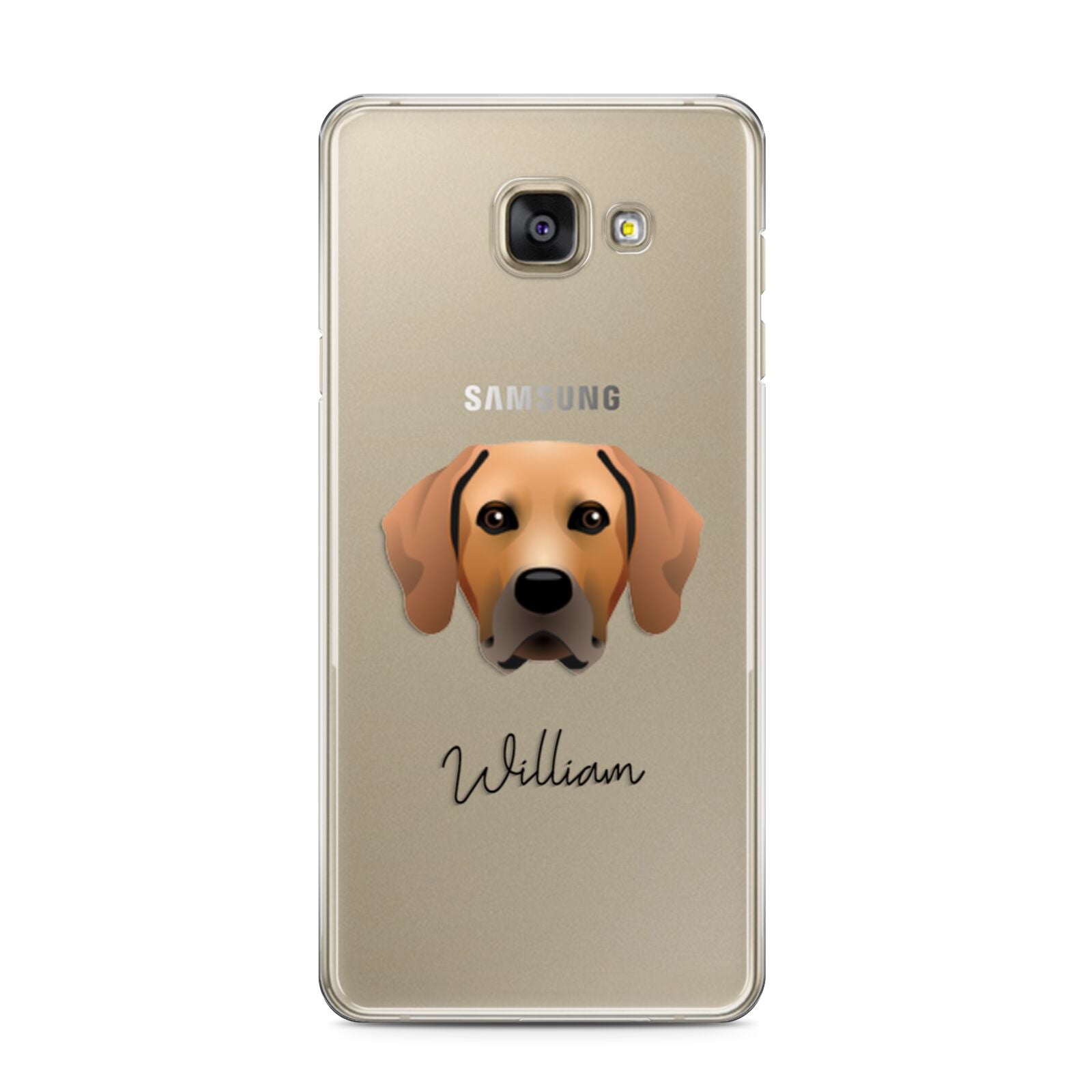 Rhodesian Ridgeback Personalised Samsung Galaxy A3 2016 Case on gold phone