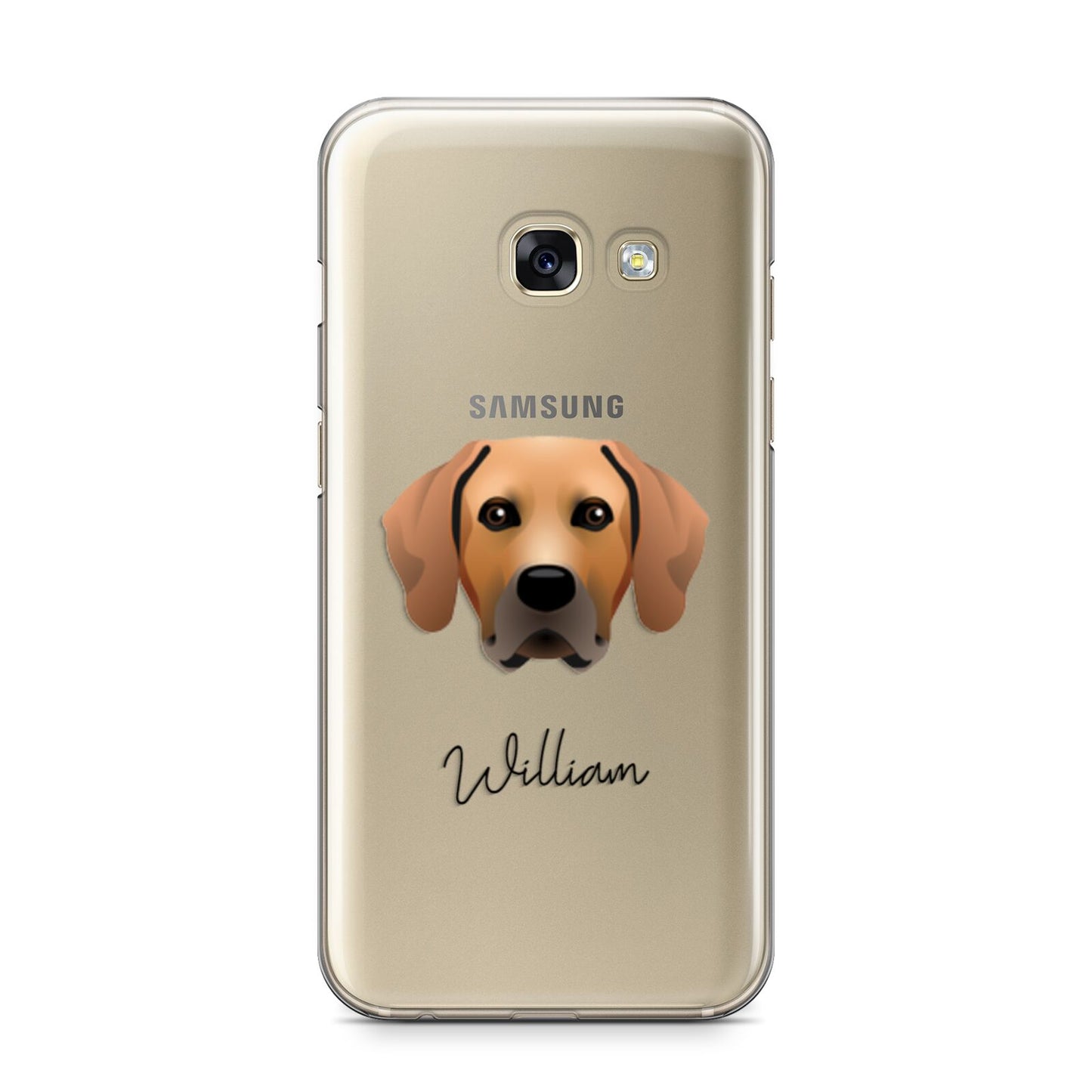 Rhodesian Ridgeback Personalised Samsung Galaxy A3 2017 Case on gold phone