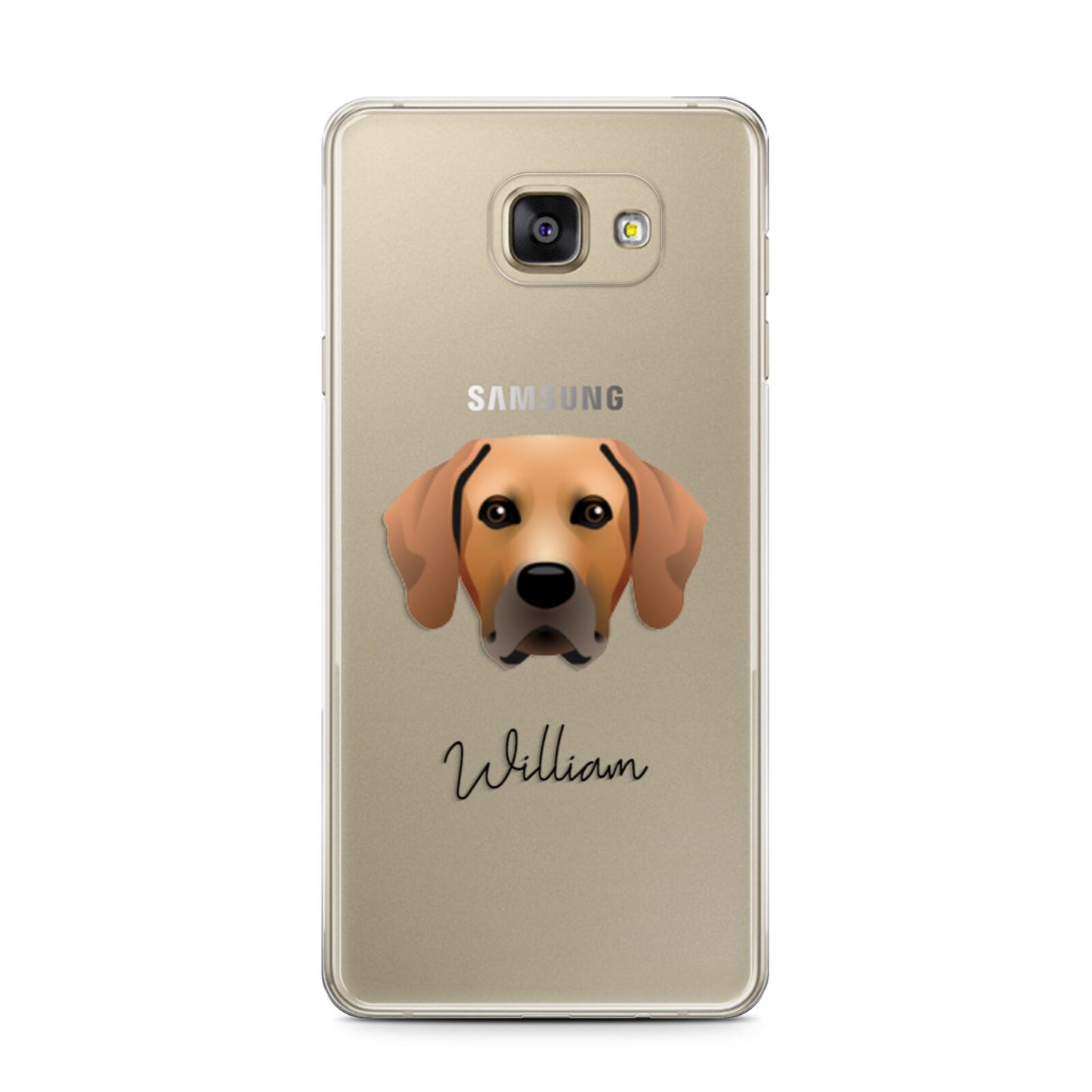 Rhodesian Ridgeback Personalised Samsung Galaxy A7 2016 Case on gold phone