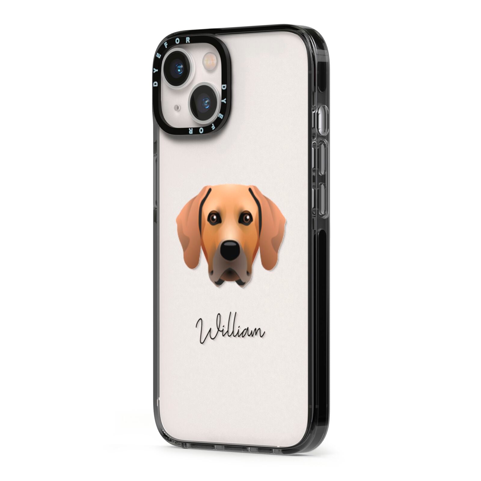 Rhodesian Ridgeback Personalised iPhone 13 Black Impact Case Side Angle on Silver phone