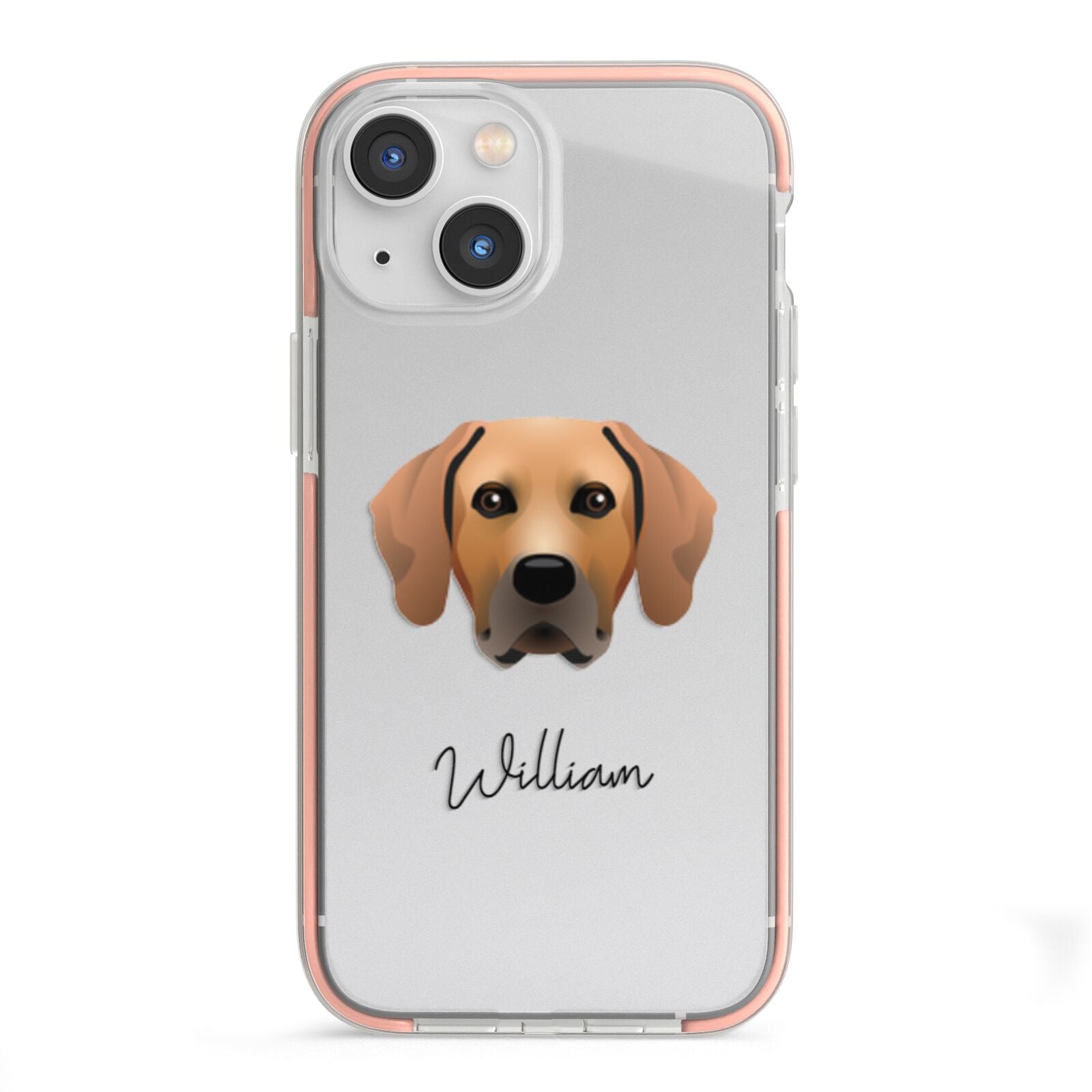 Rhodesian Ridgeback Personalised iPhone 13 Mini TPU Impact Case with Pink Edges