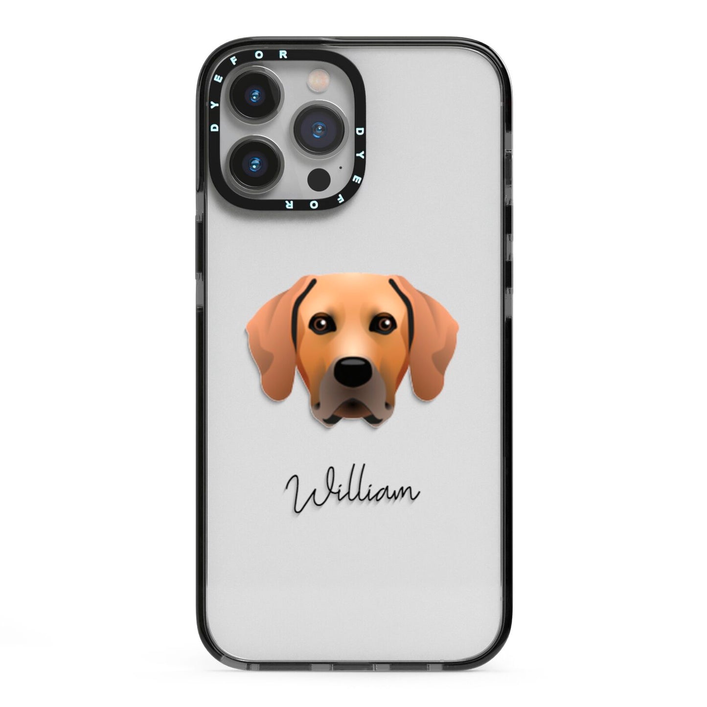 Rhodesian Ridgeback Personalised iPhone 13 Pro Max Black Impact Case on Silver phone