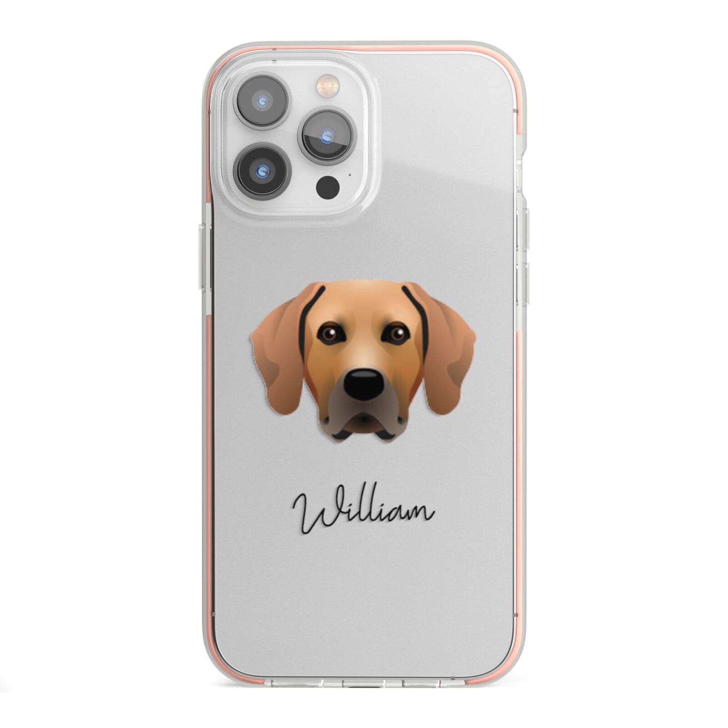 Rhodesian Ridgeback Personalised iPhone 13 Pro Max TPU Impact Case with Pink Edges