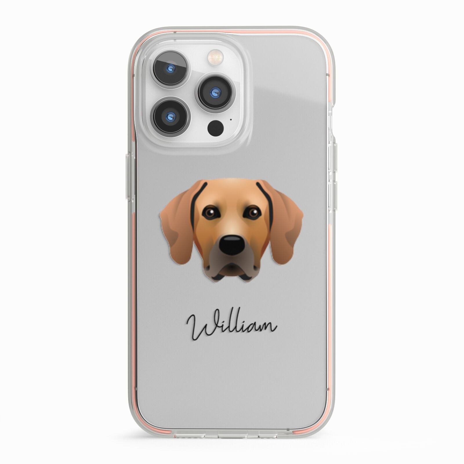 Rhodesian Ridgeback Personalised iPhone 13 Pro TPU Impact Case with Pink Edges