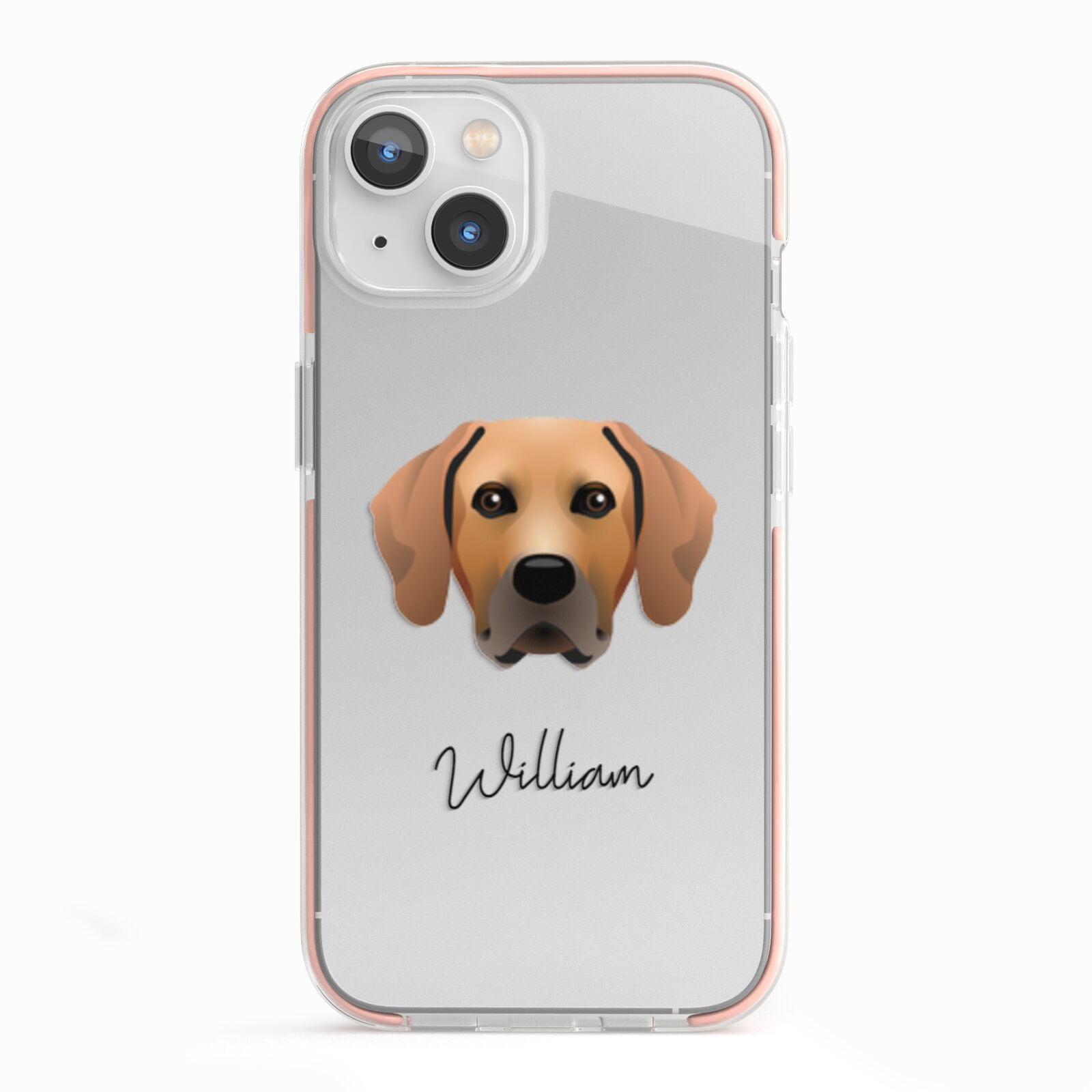 Rhodesian Ridgeback Personalised iPhone 13 TPU Impact Case with Pink Edges