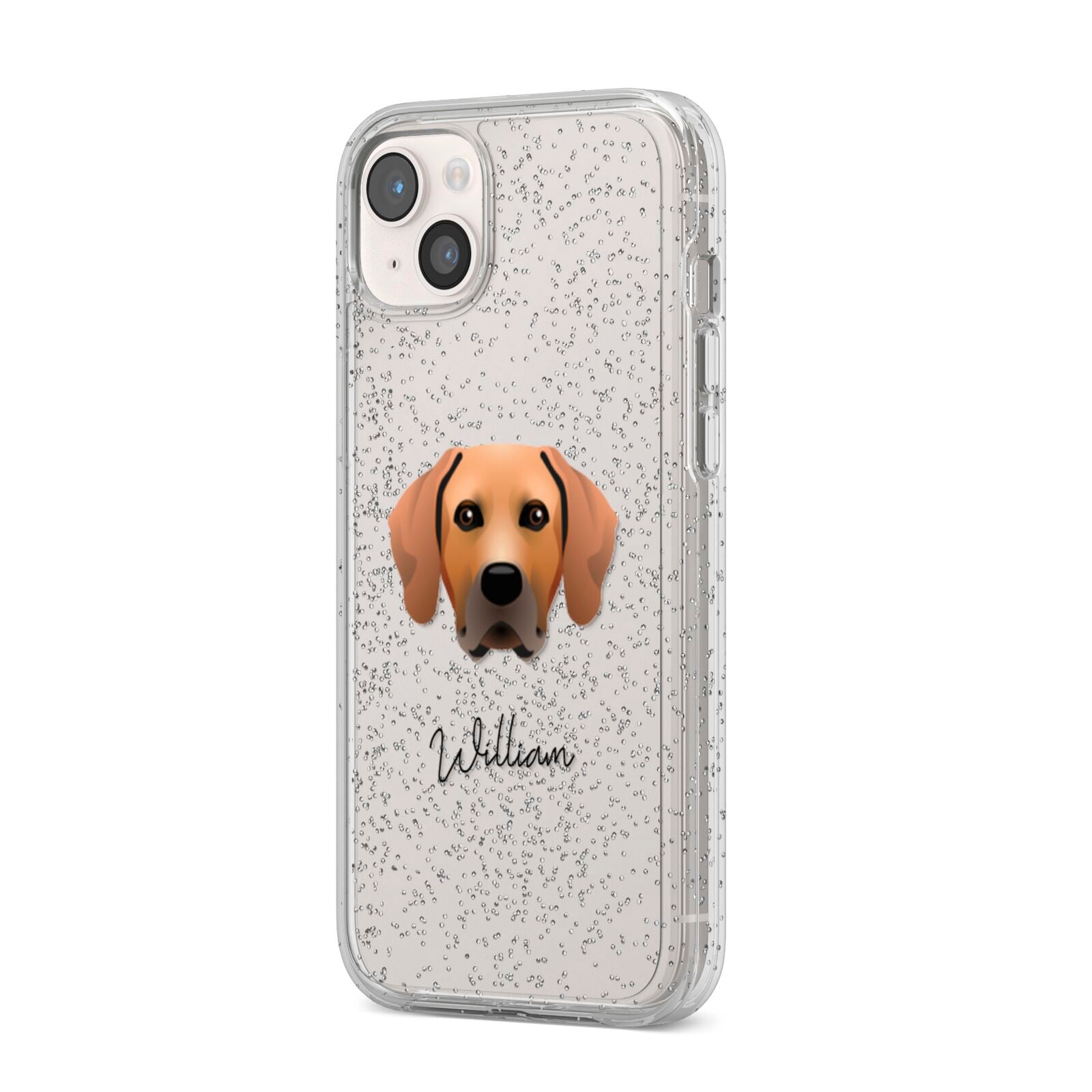 Rhodesian Ridgeback Personalised iPhone 14 Plus Glitter Tough Case Starlight Angled Image