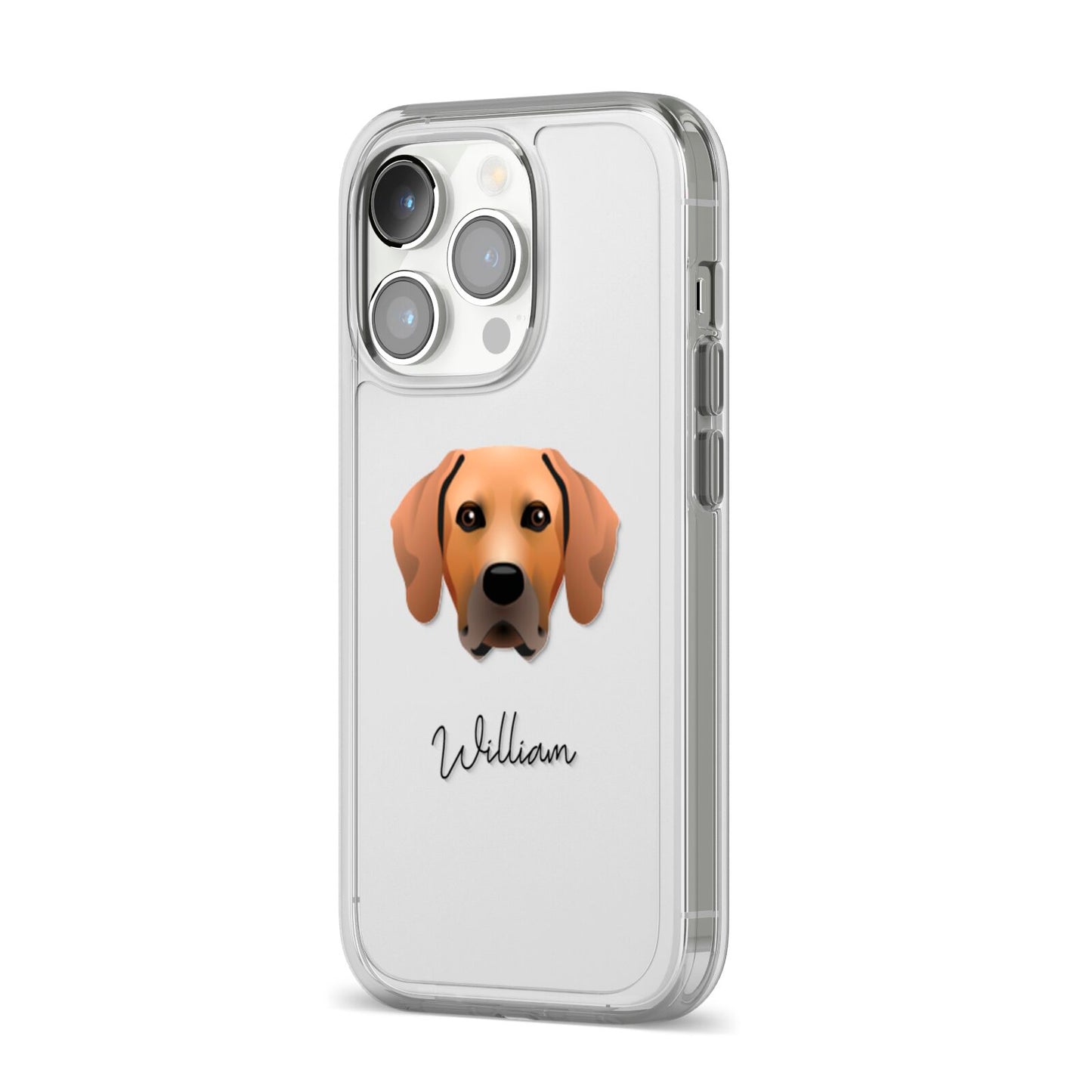 Rhodesian Ridgeback Personalised iPhone 14 Pro Clear Tough Case Silver Angled Image