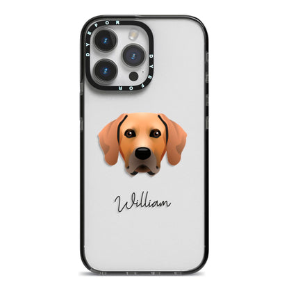 Rhodesian Ridgeback Personalised iPhone 14 Pro Max Black Impact Case on Silver phone