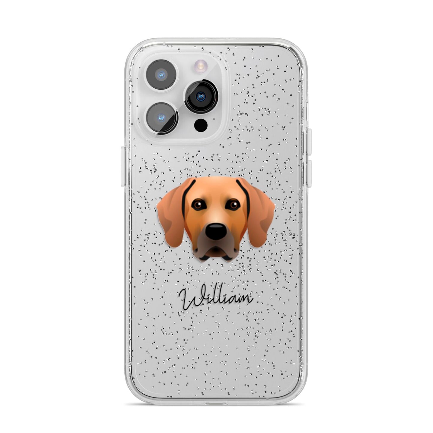 Rhodesian Ridgeback Personalised iPhone 14 Pro Max Glitter Tough Case Silver