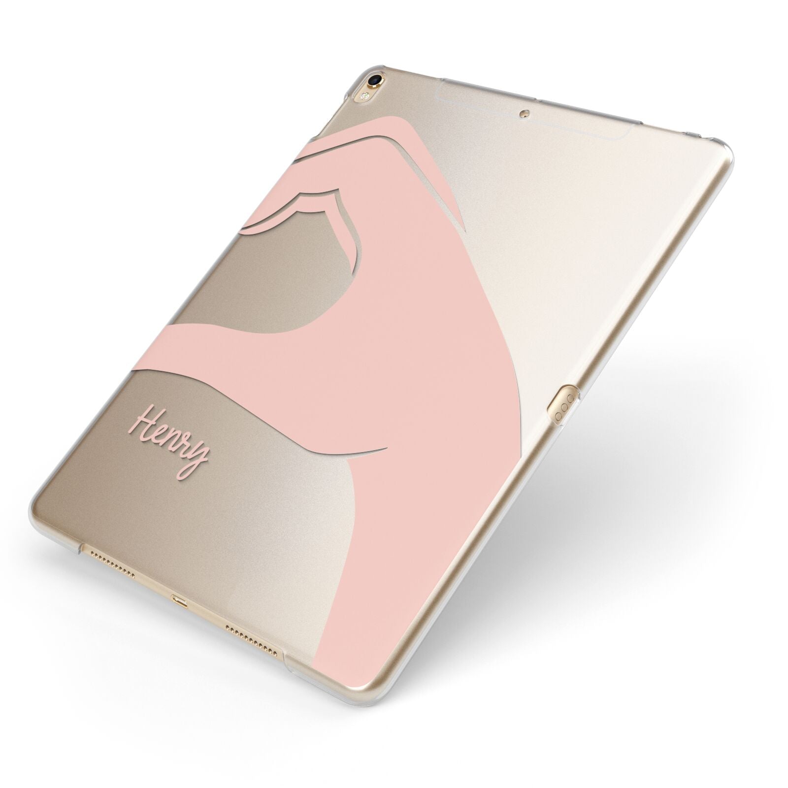 Right Hand in Half Heart with Name Apple iPad Case on Gold iPad Side View