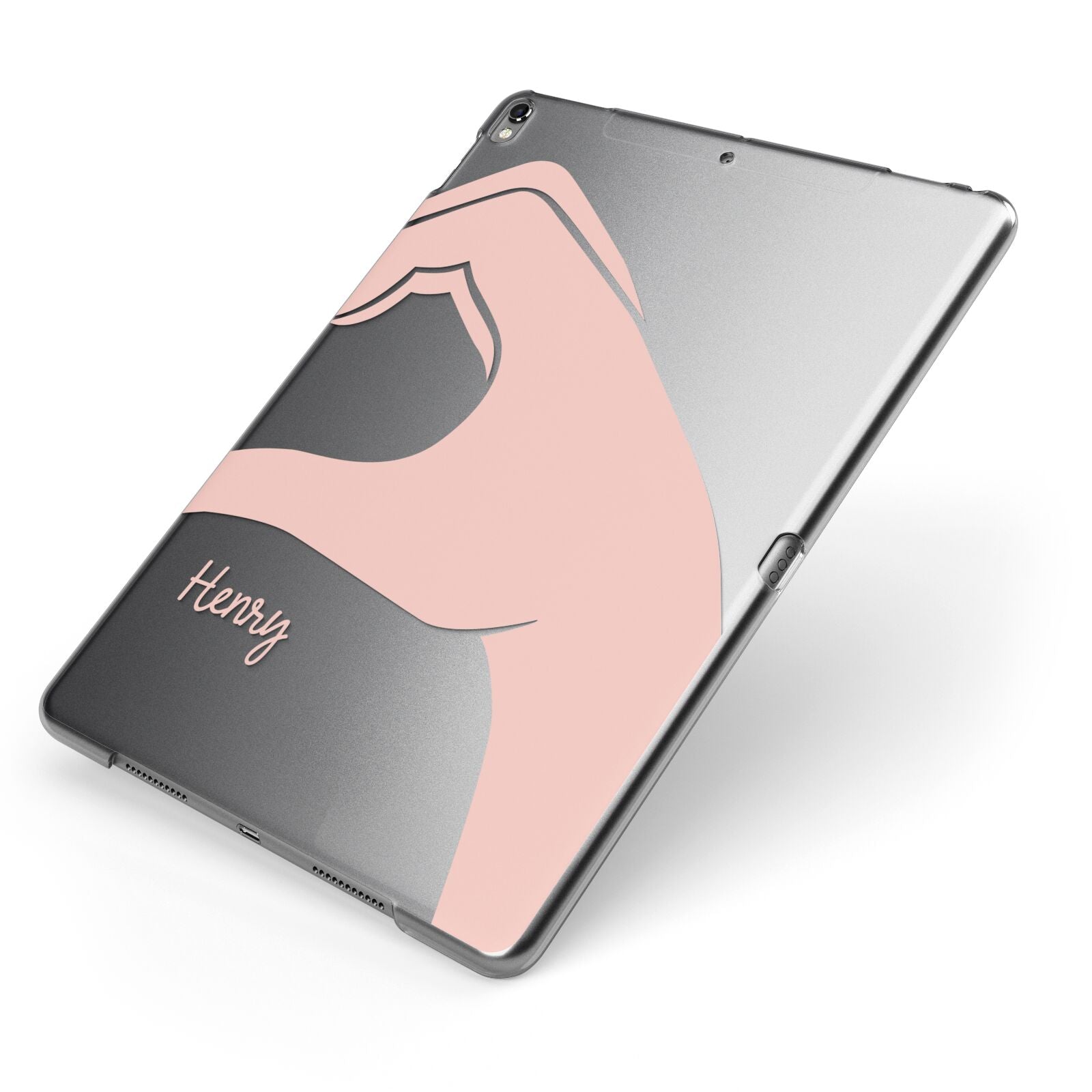 Right Hand in Half Heart with Name Apple iPad Case on Grey iPad Side View