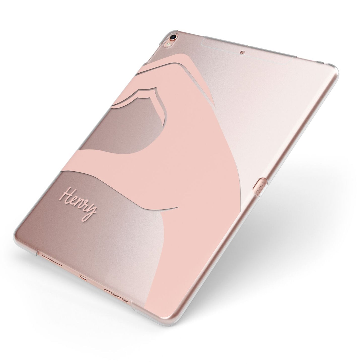 Right Hand in Half Heart with Name Apple iPad Case on Rose Gold iPad Side View