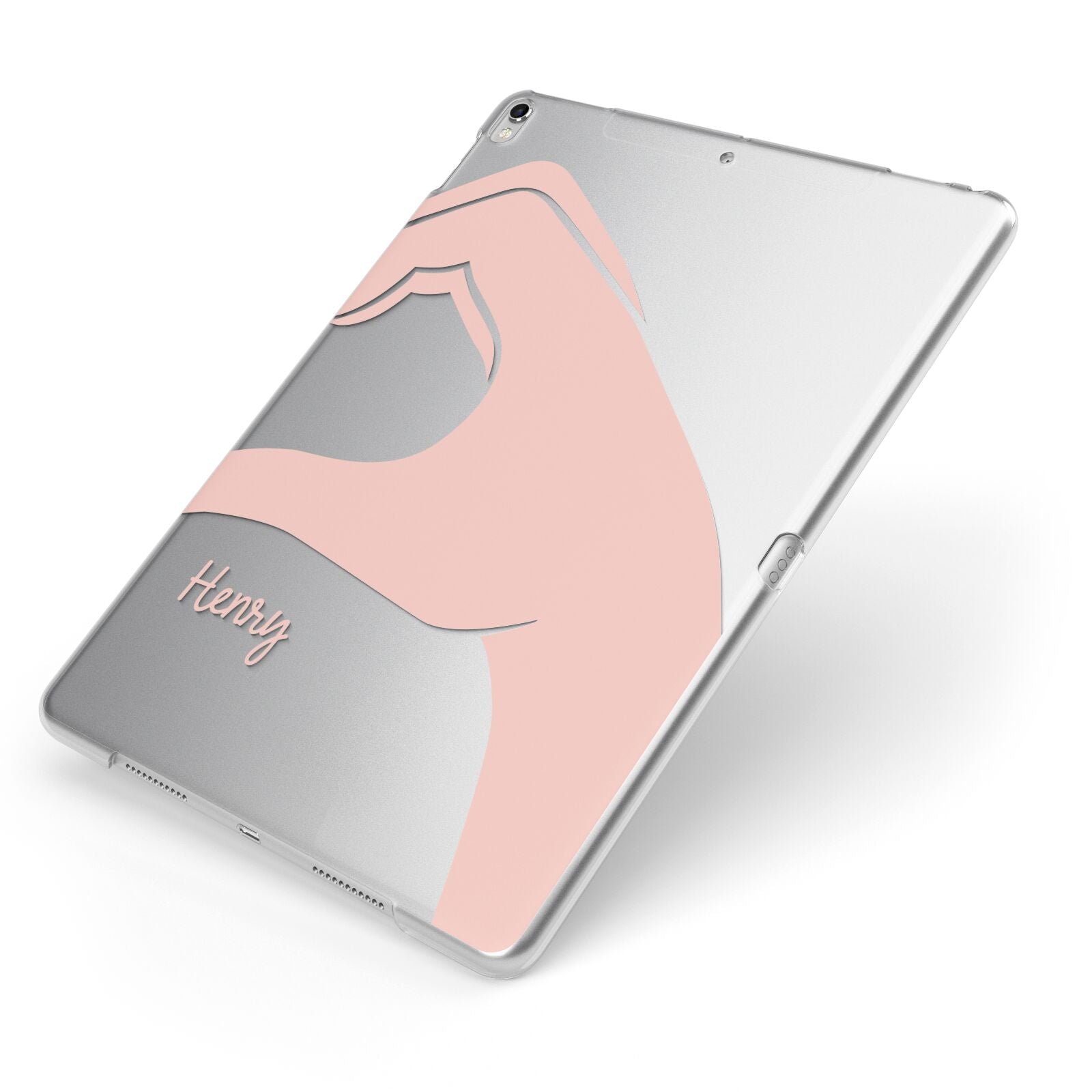 Right Hand in Half Heart with Name Apple iPad Case on Silver iPad Side View