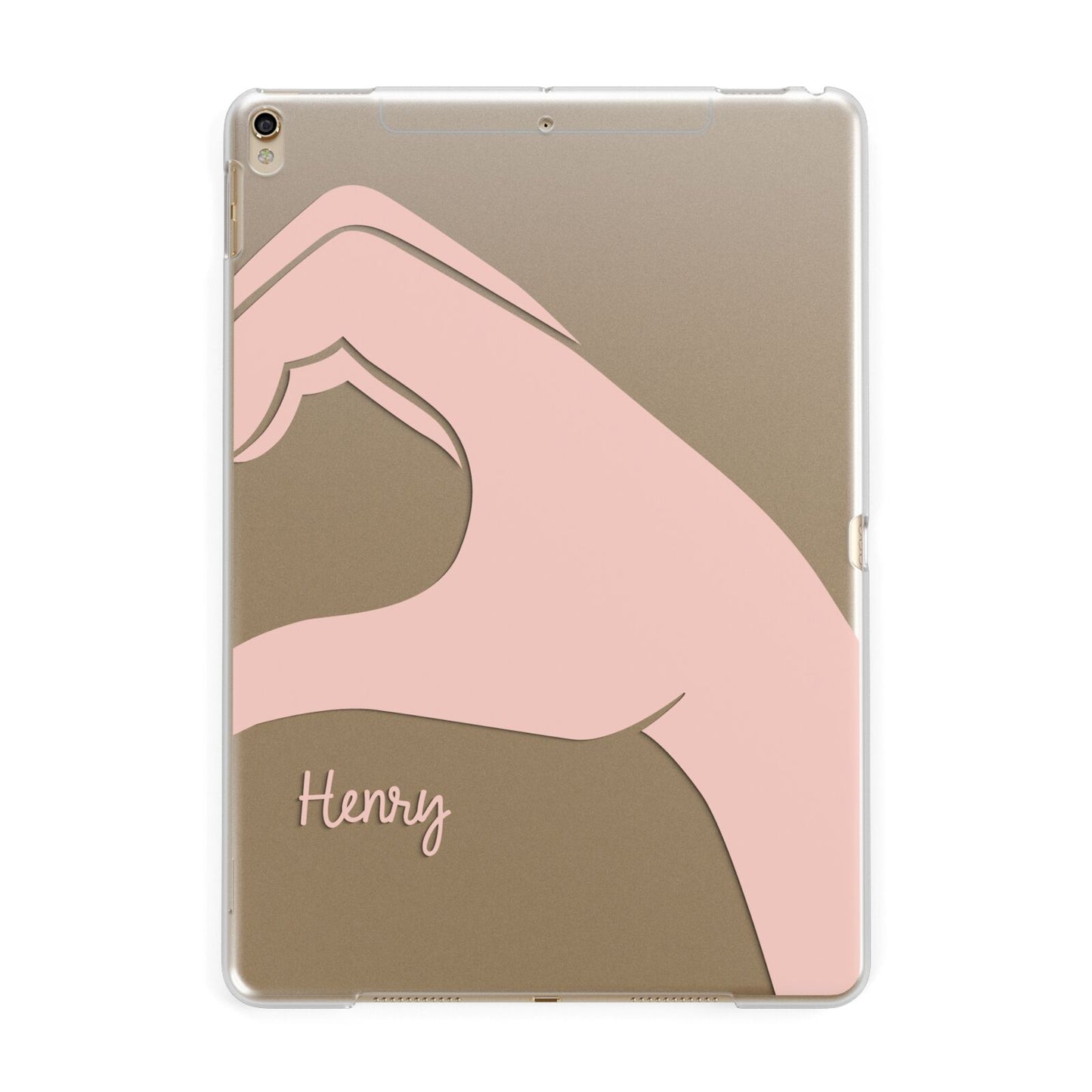 Right Hand in Half Heart with Name Apple iPad Gold Case