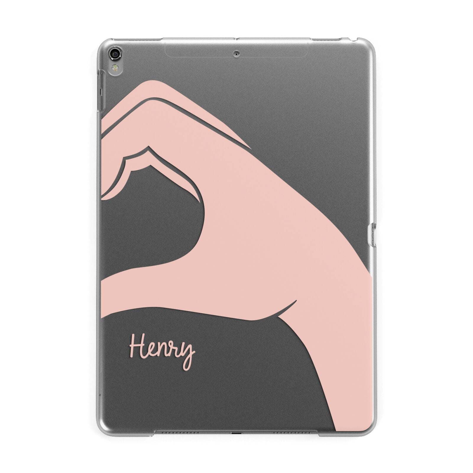 Right Hand in Half Heart with Name Apple iPad Grey Case